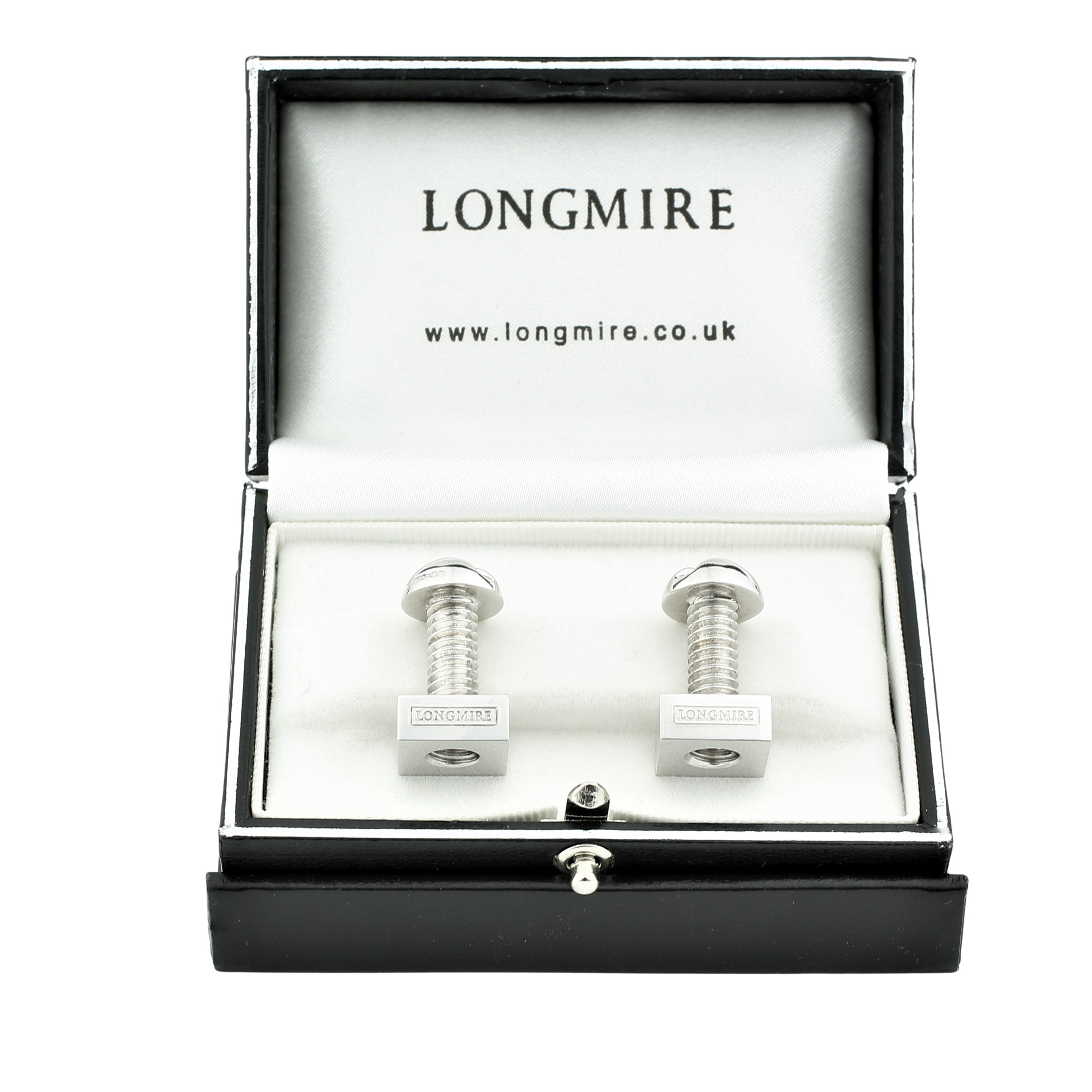 nut & bolt sterling silver cufflinks - boxed