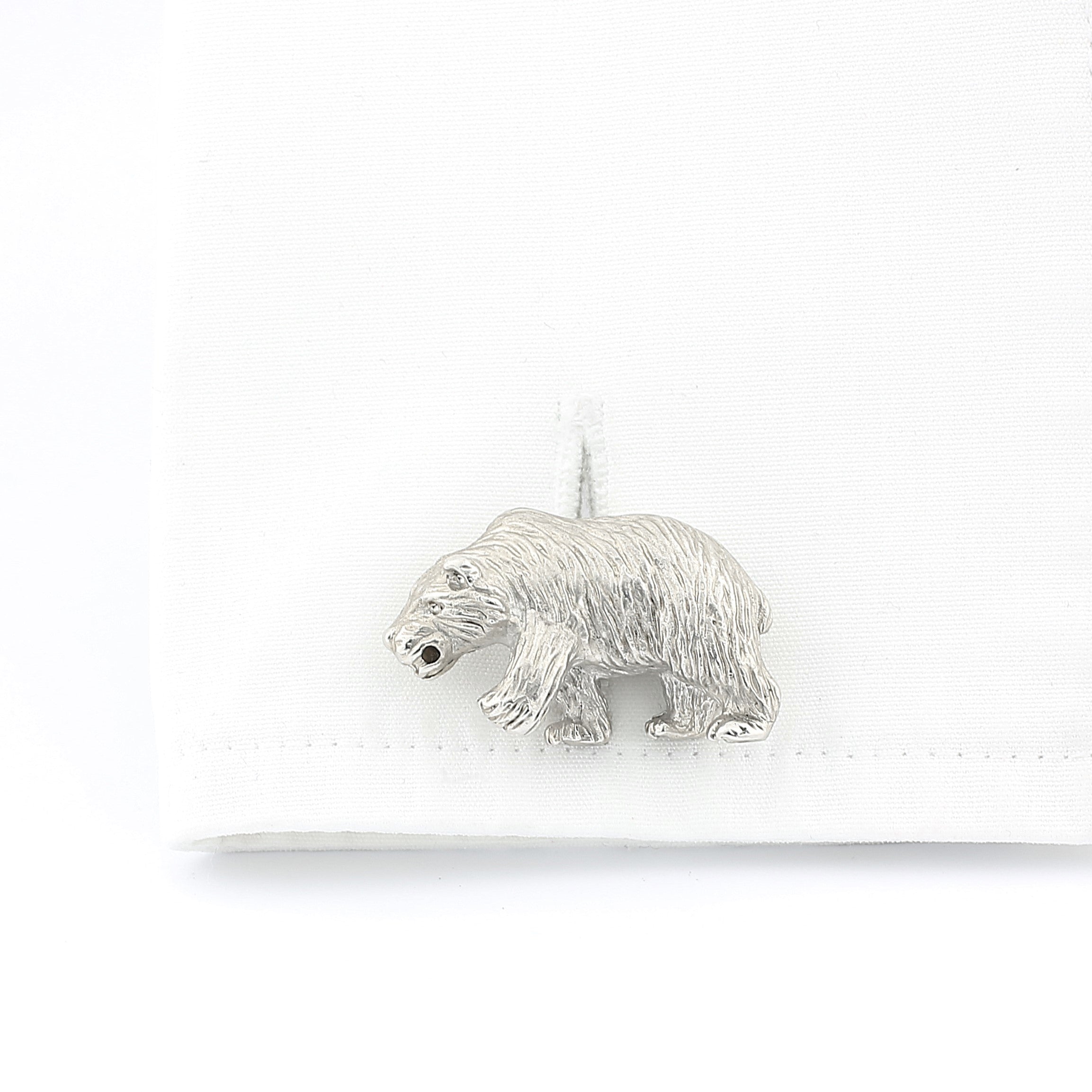 bull and bear sterling silver designer cufflinks - cuff
