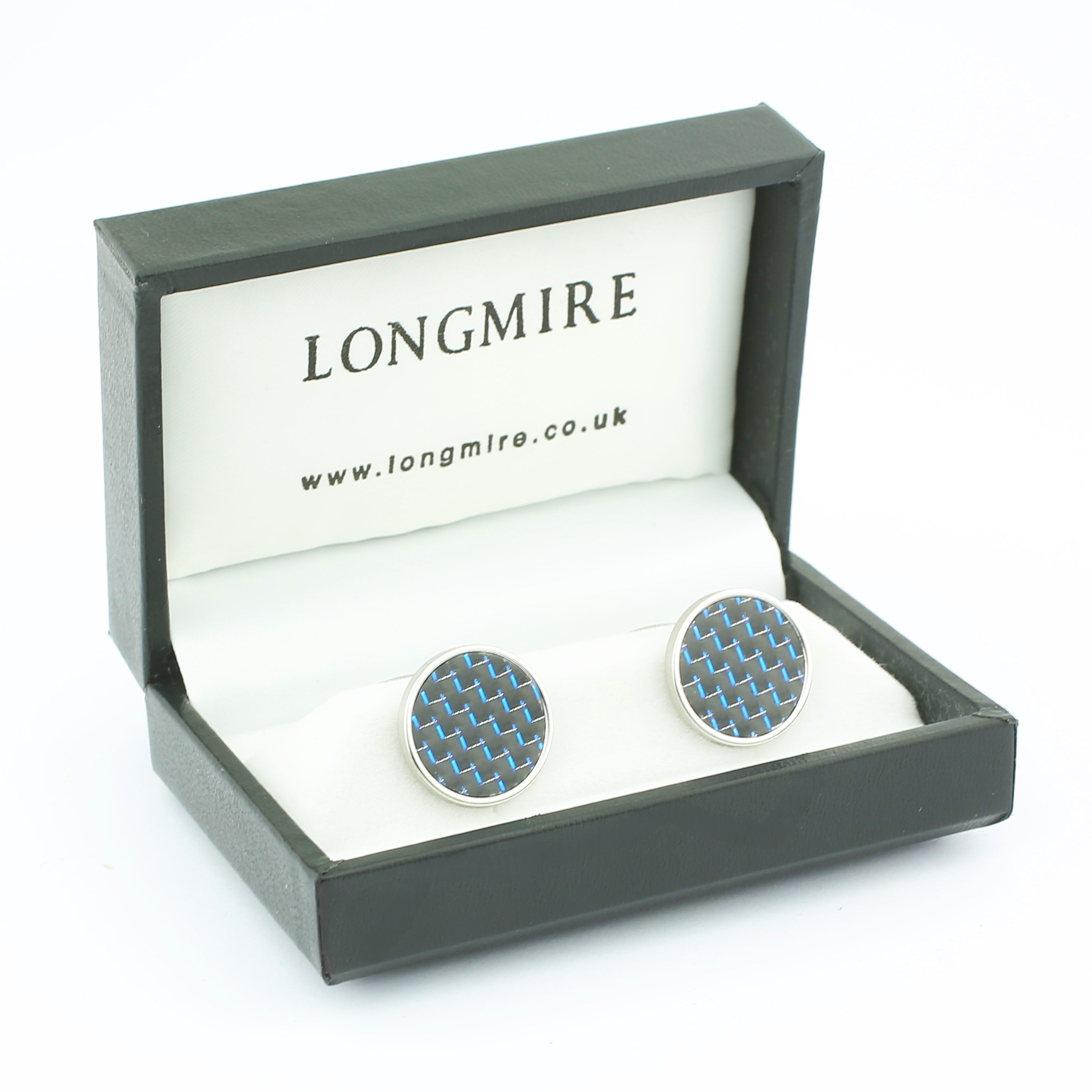 carbon fibre sterling silver cufflinks - boxed