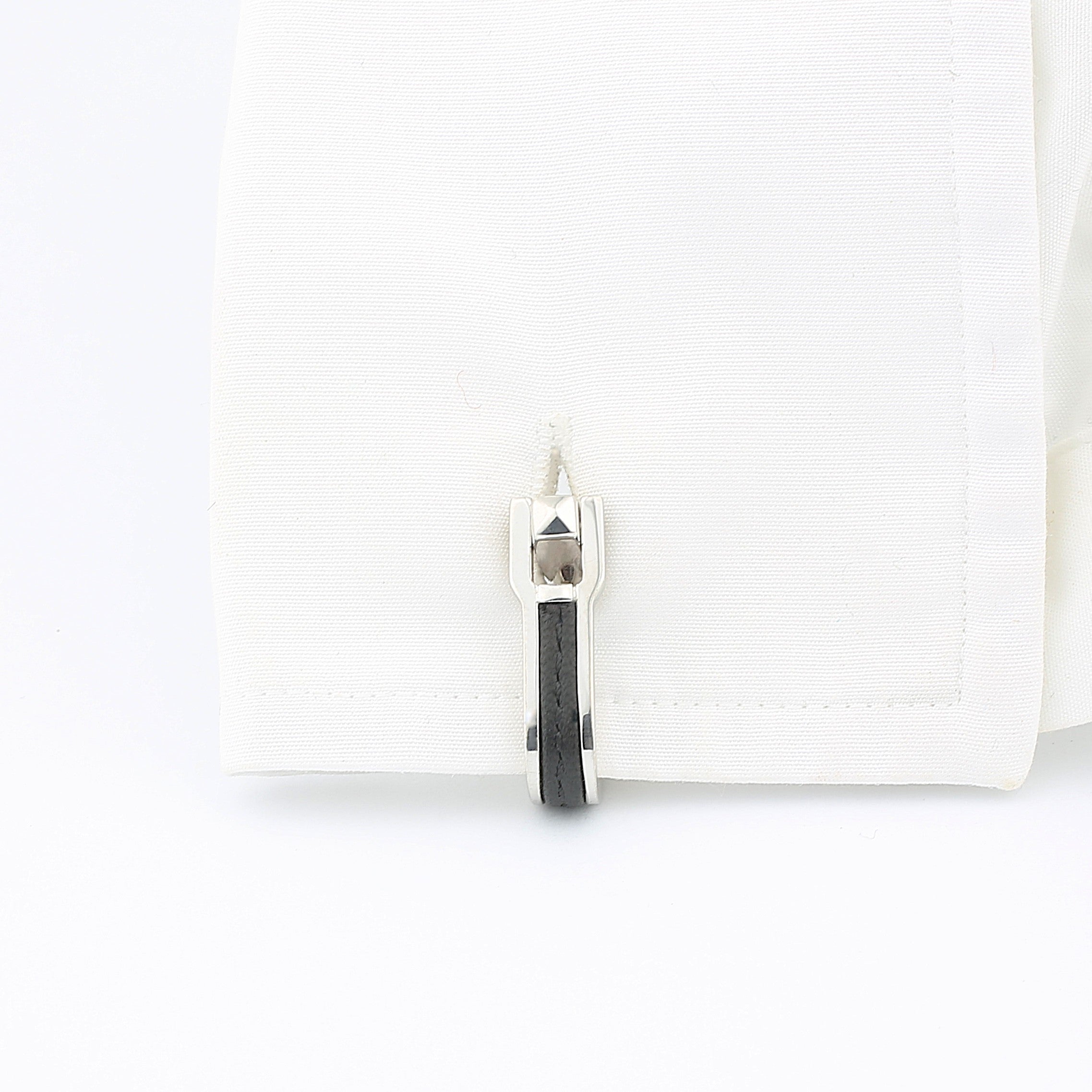 stirrup braided leather sterling sliver cufflinks - cuff