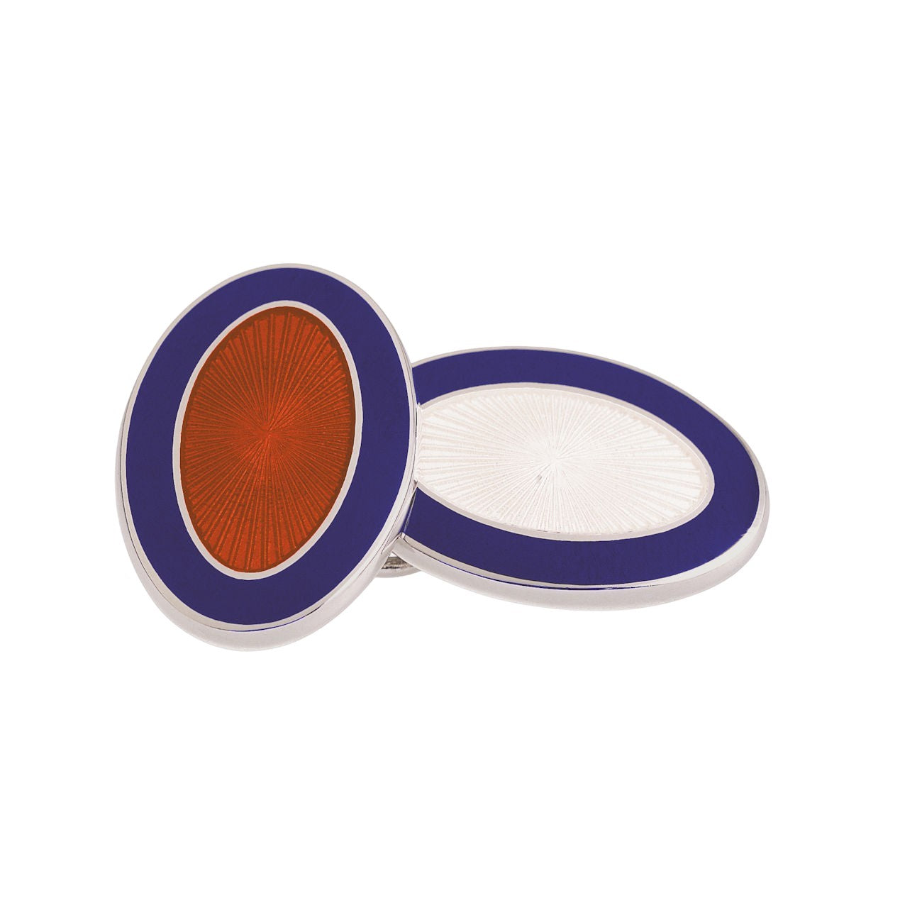 DOUBLE OVAL BLUE/RED AND BLUE/WHITE ENAMEL CUFFLINKS - main