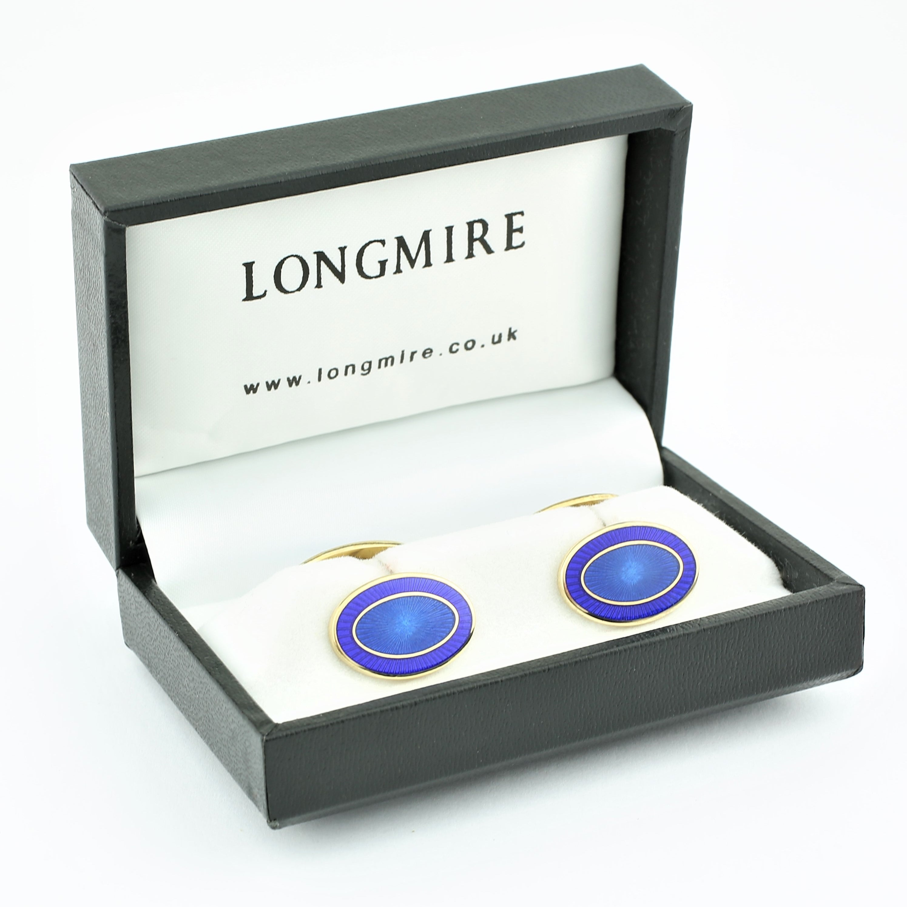 double oval blue/blue enamel cufflinks - boxed