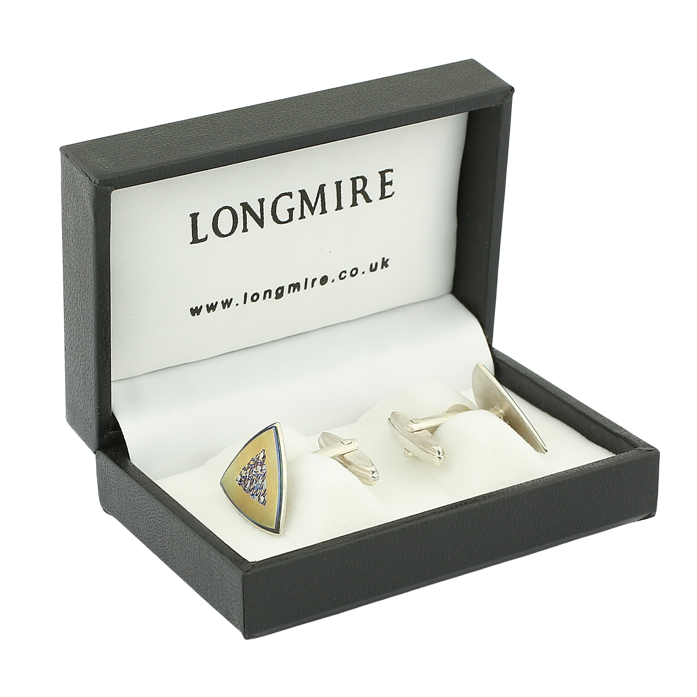 fir tree honey toned titanium cufflinks - boxed