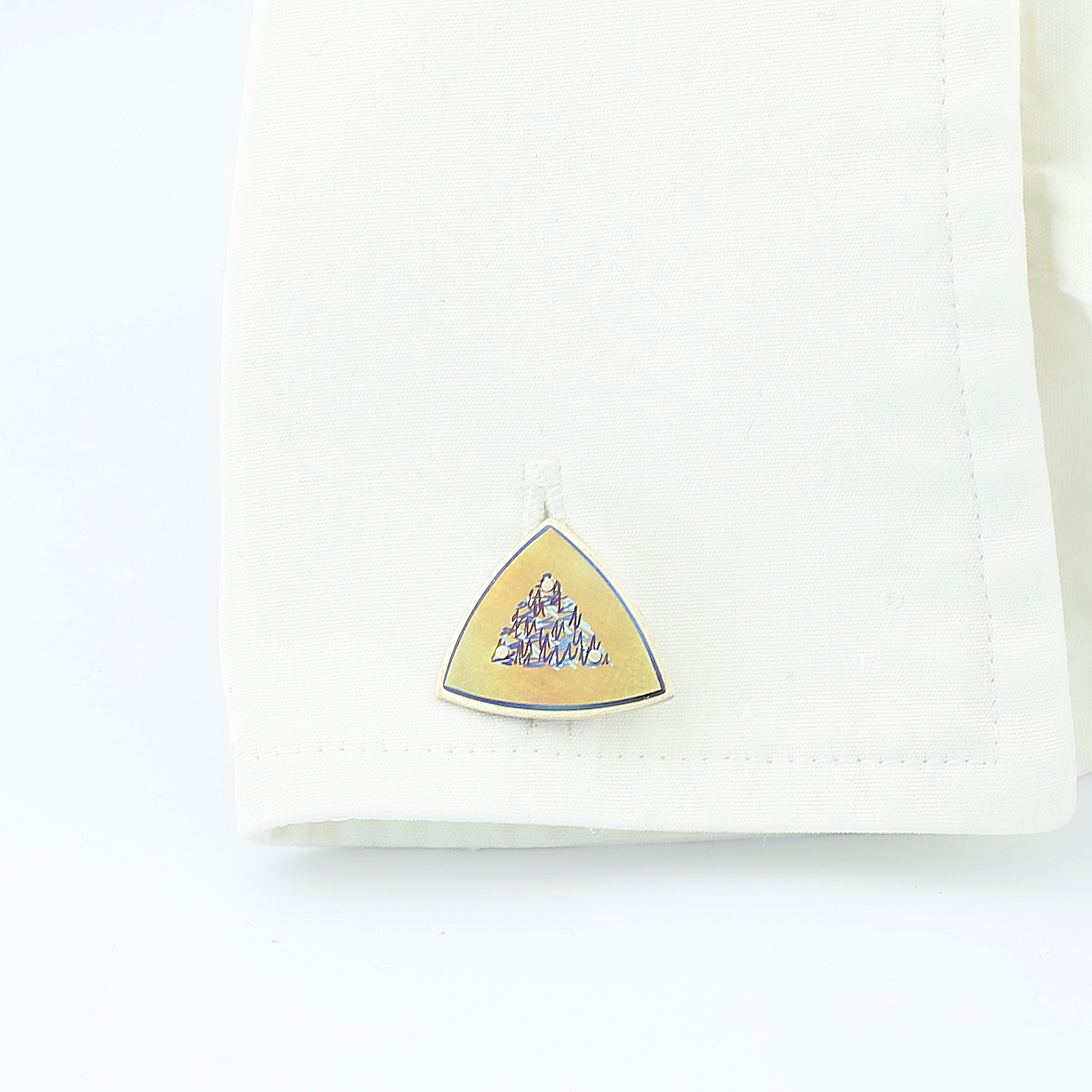 fir tree honey toned titanium cufflinks - cuff