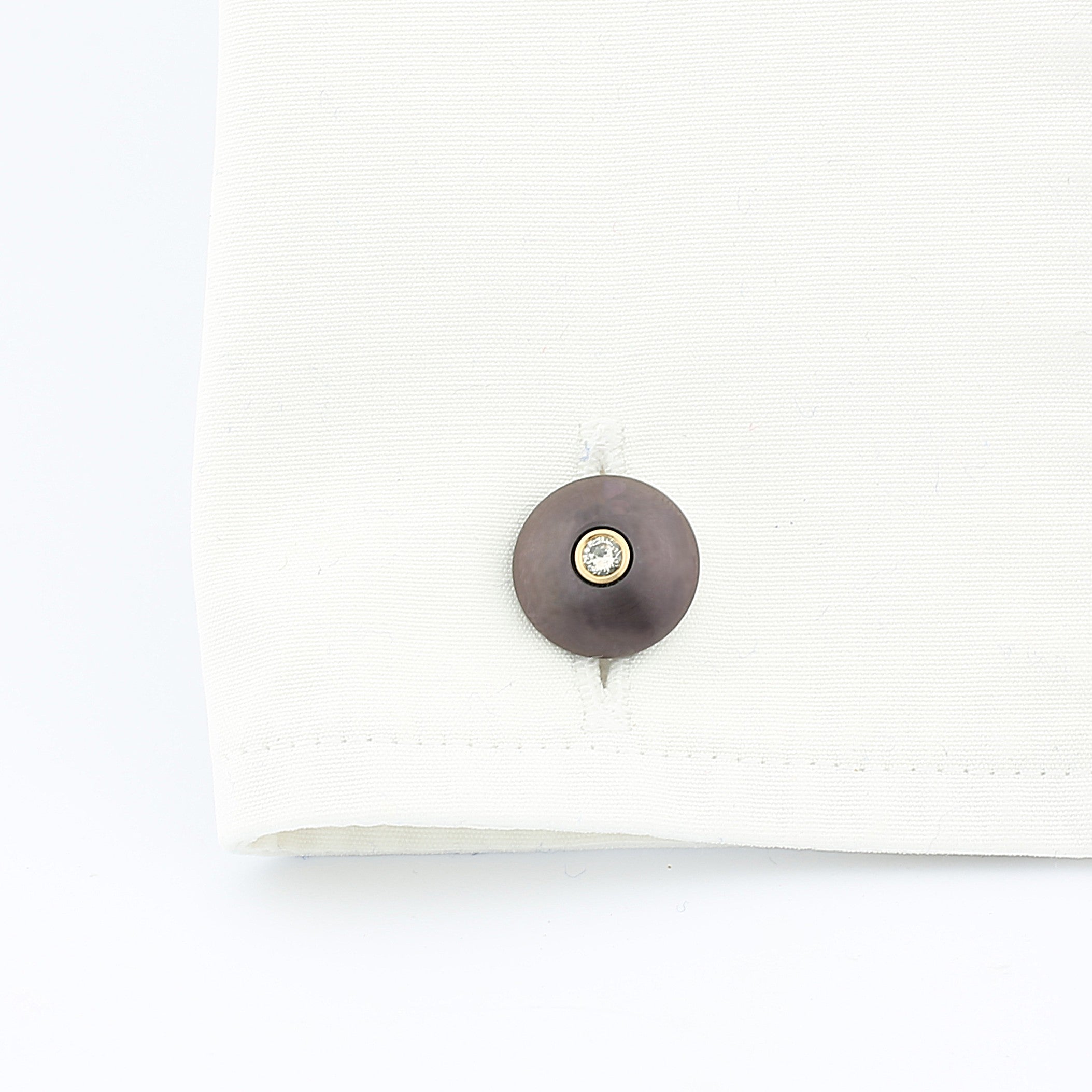 dumbbells steel with diamond inset cufflinks - cuff