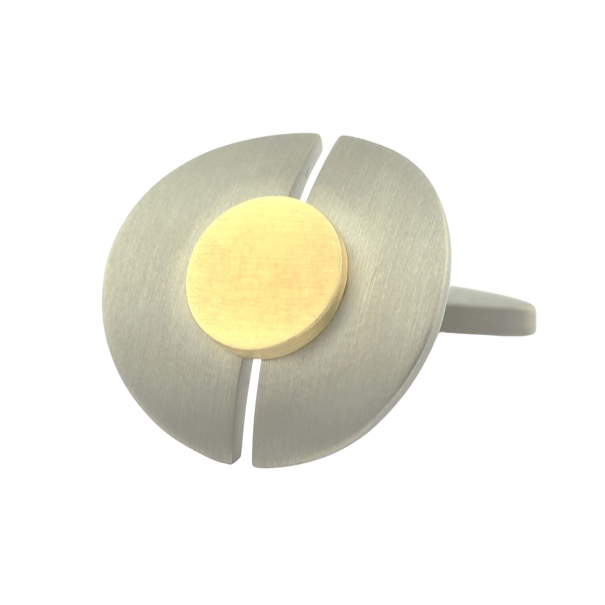 circle of titanium with a centre of 18ct yellow gold cufflinks - main