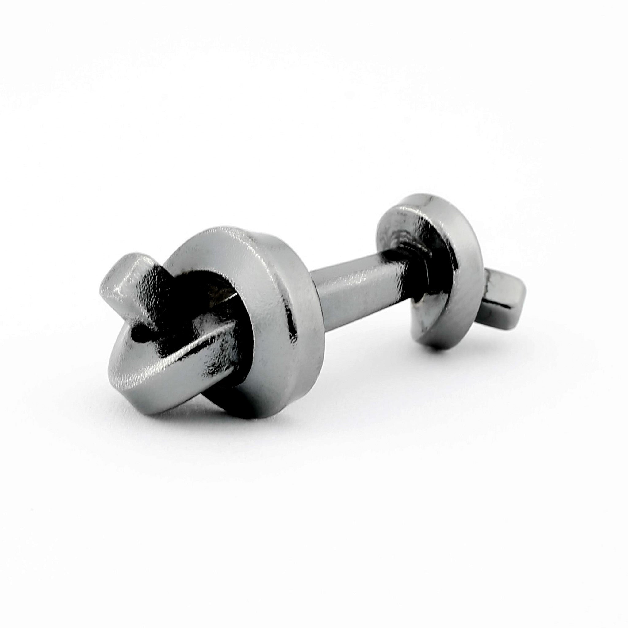 solid knot black rhodium plated steel cufflinks - main