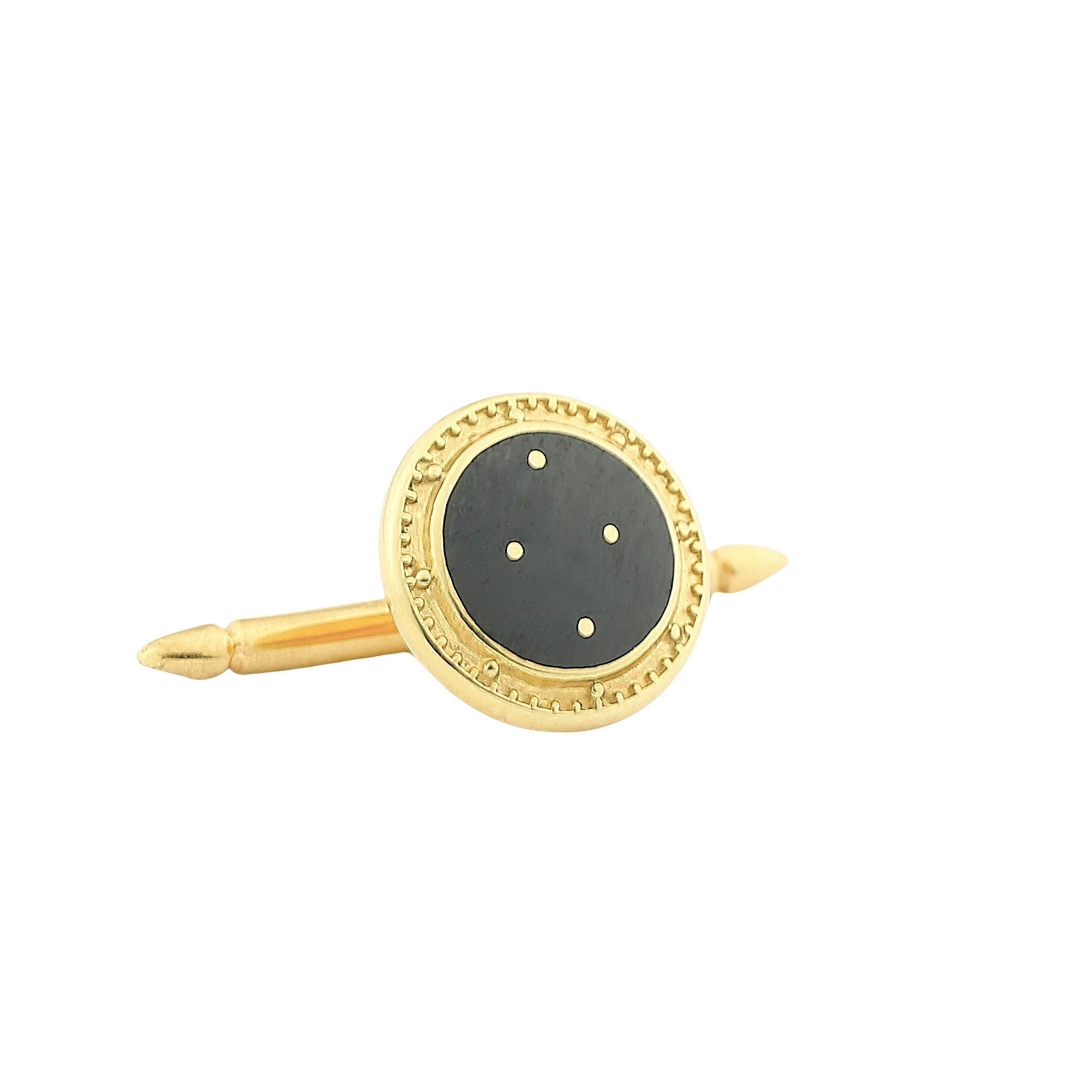 BASKET WEAVE BLACK DRESS SET 18ct YELLOW GOLD - stud