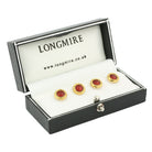 spiral red enamel 18ct yellow gold shirt studs - boxed