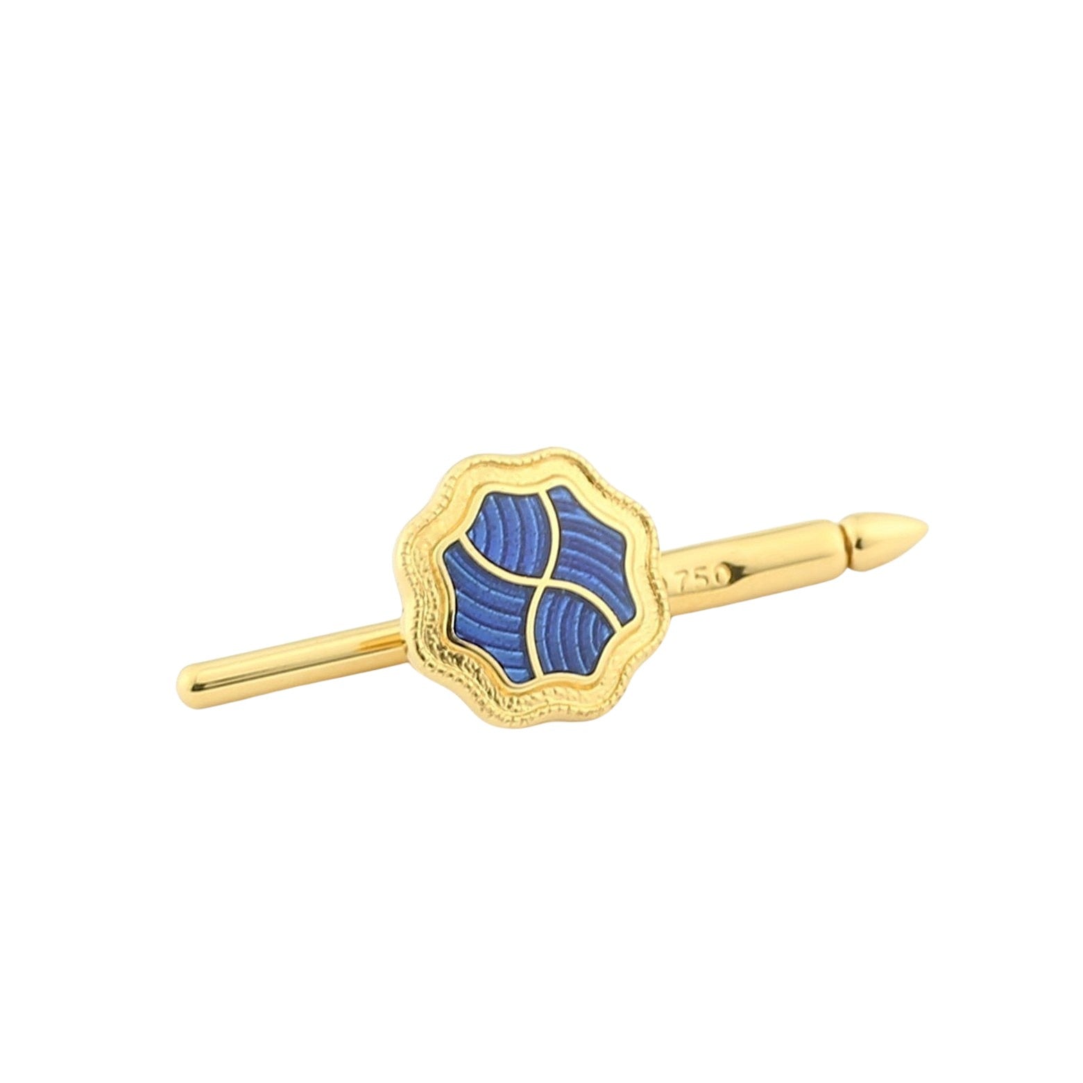 wavy blue enamel dress set 18ct yellow gold - stud