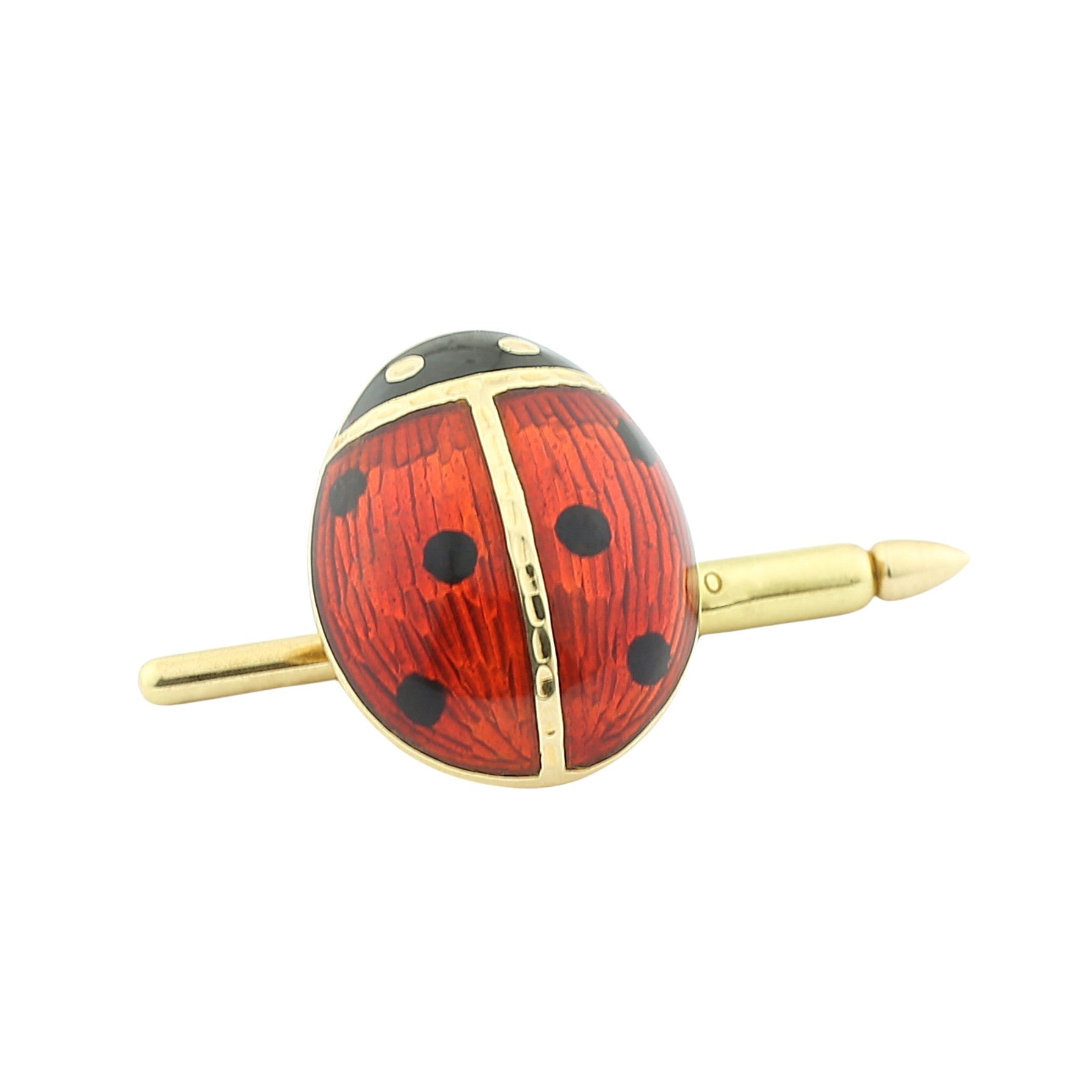 ladybird/bug hand enamelled 18ct yellow gold shirt studs - cool cuff links