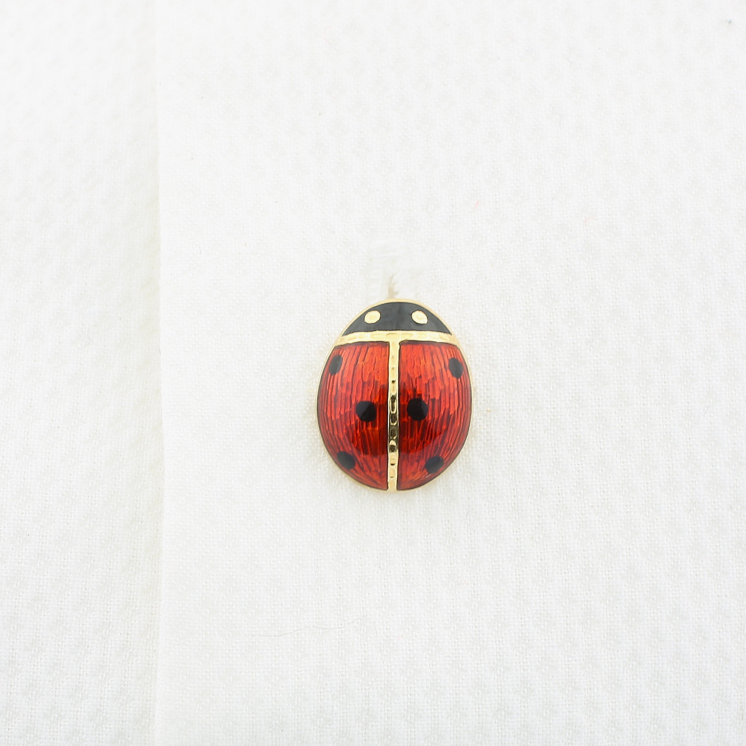 ladybird/bug hand enamelled 18ct yellow gold shirt studs - cuff