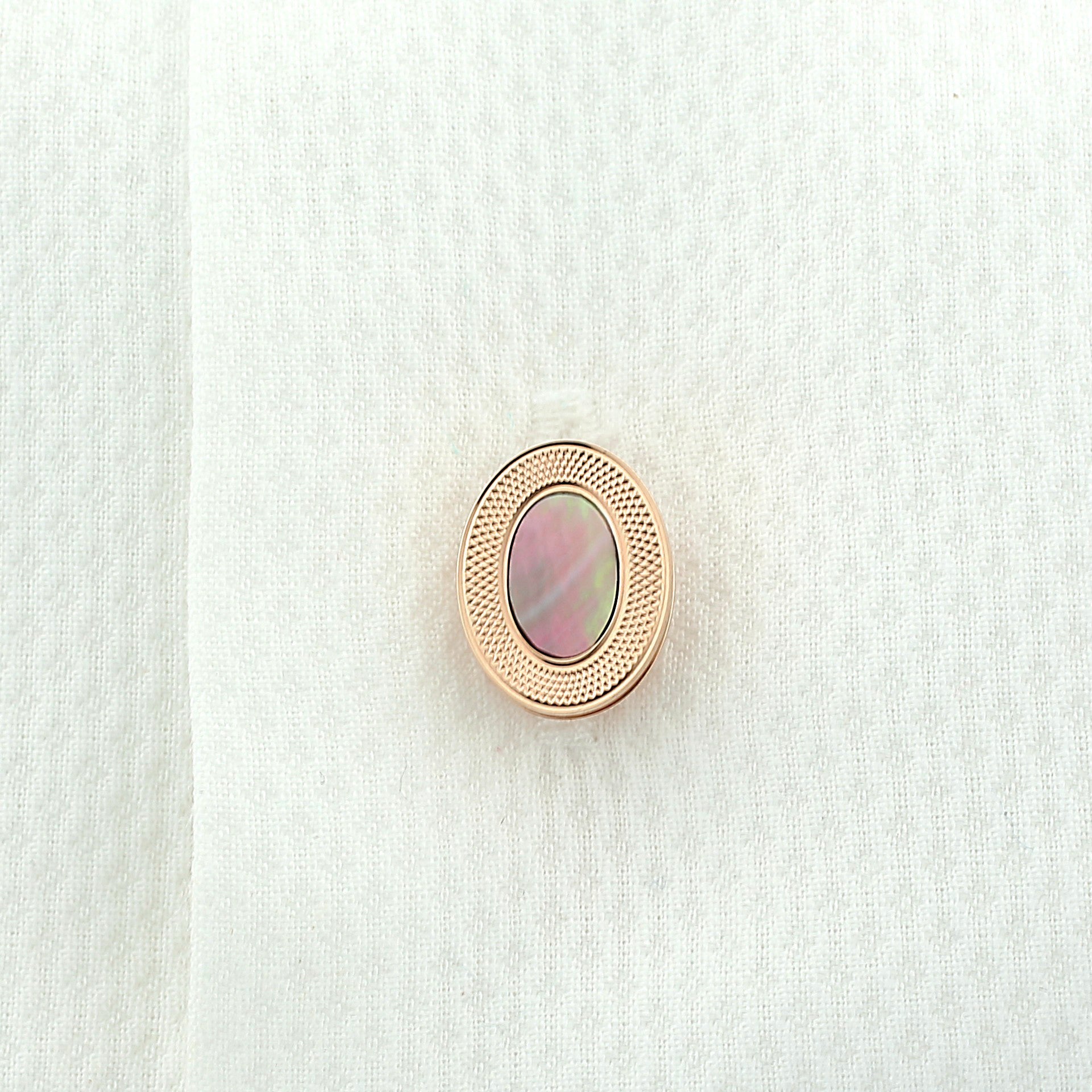 tahitian mother of pearl reeded edge oval 18ct rose gold shirt studs - shirt
