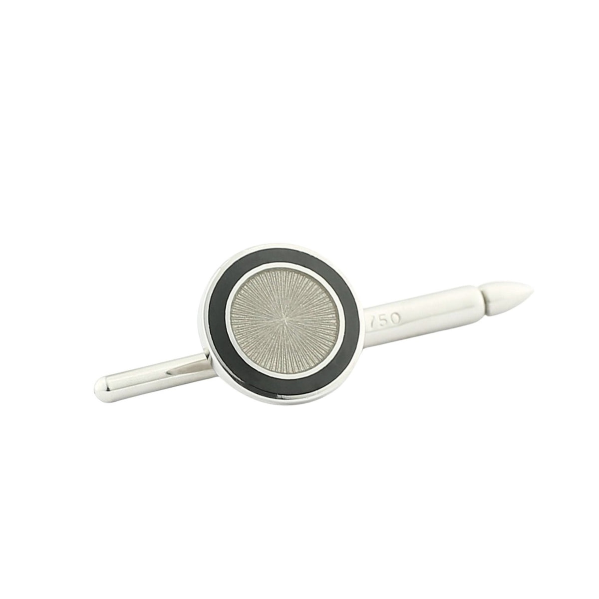 double circle black/transparent enamel shirt studs 18ct white gold - stud