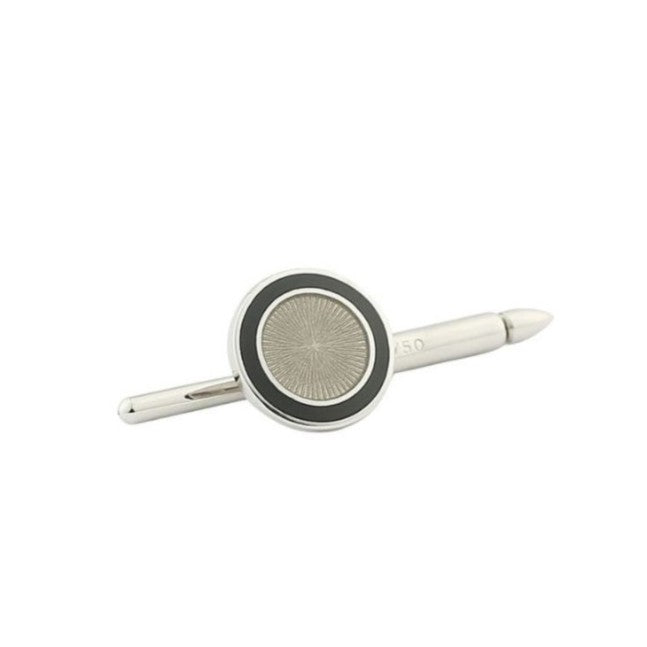 double circle black/transparent enamel shirt studs 18ct white gold - main