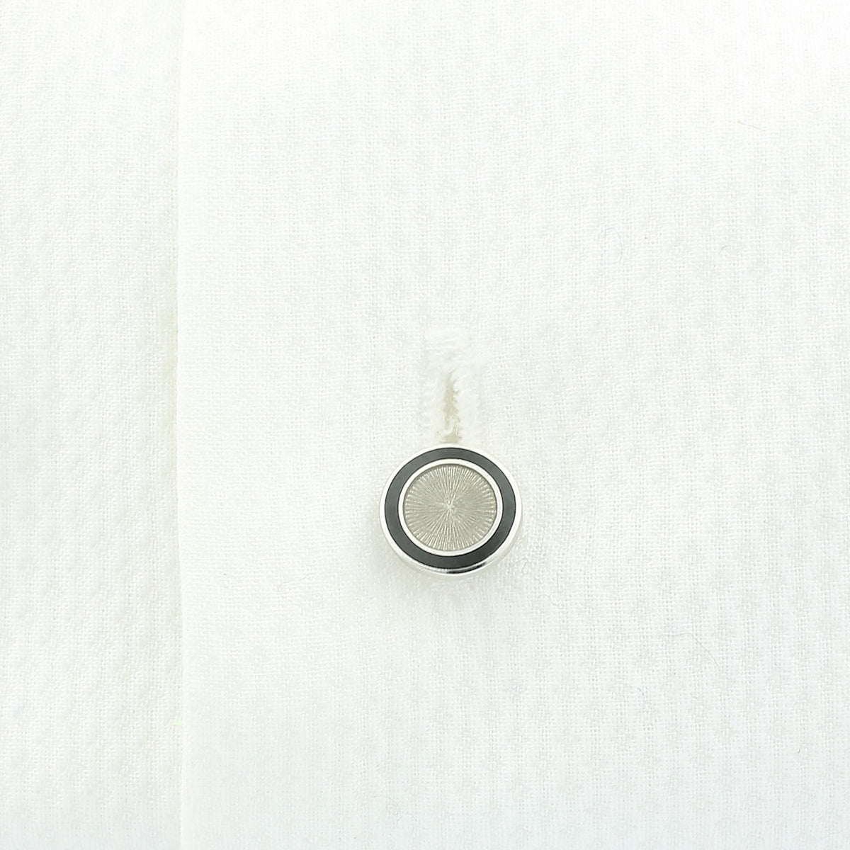 double circle black/transparent enamel shirt studs 18ct white gold - shirt
