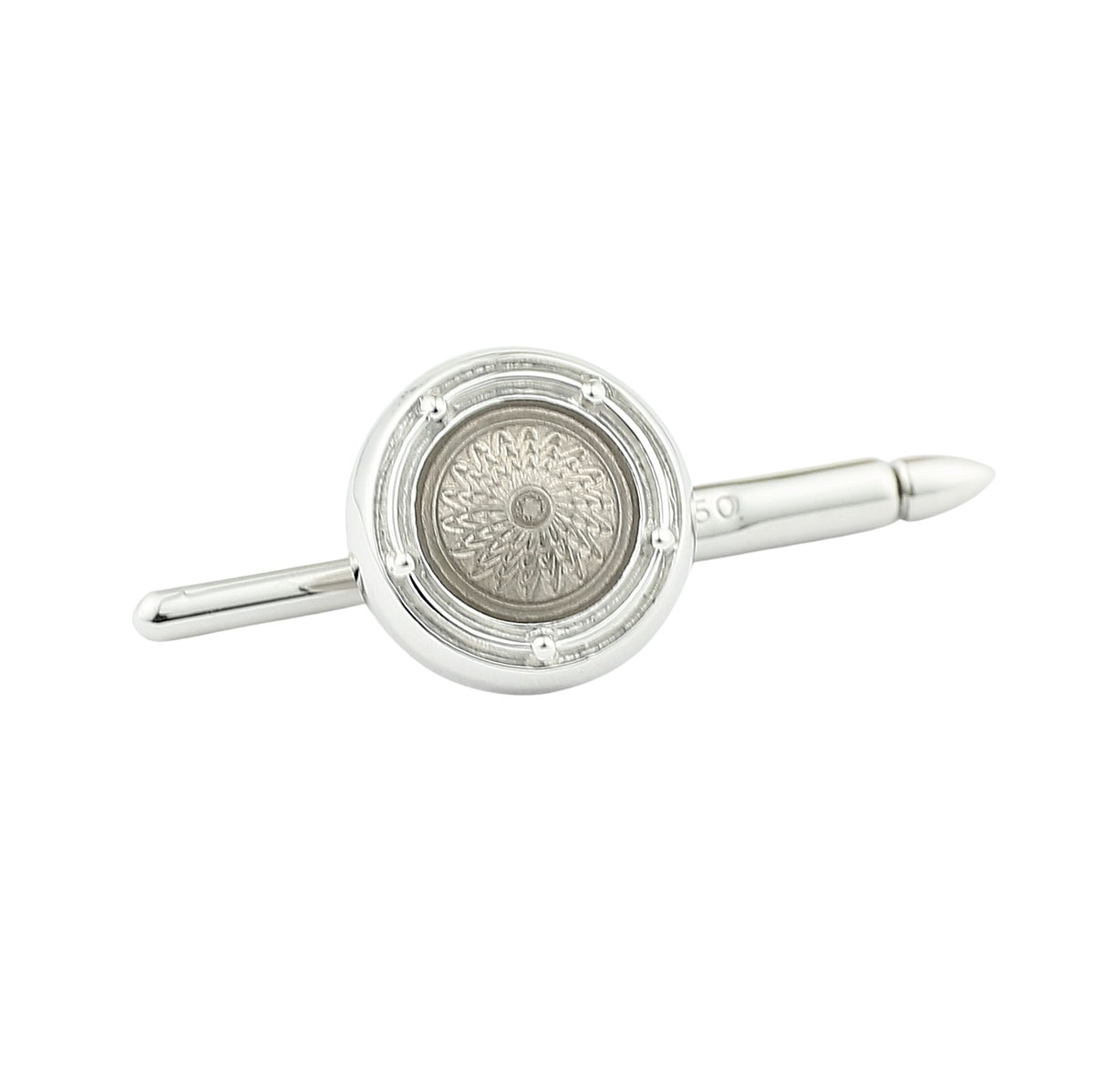 SPIRAL TRANSPARENT pale grey ENAMEL DRESS SET 18ct WHITE GOLD - STUD