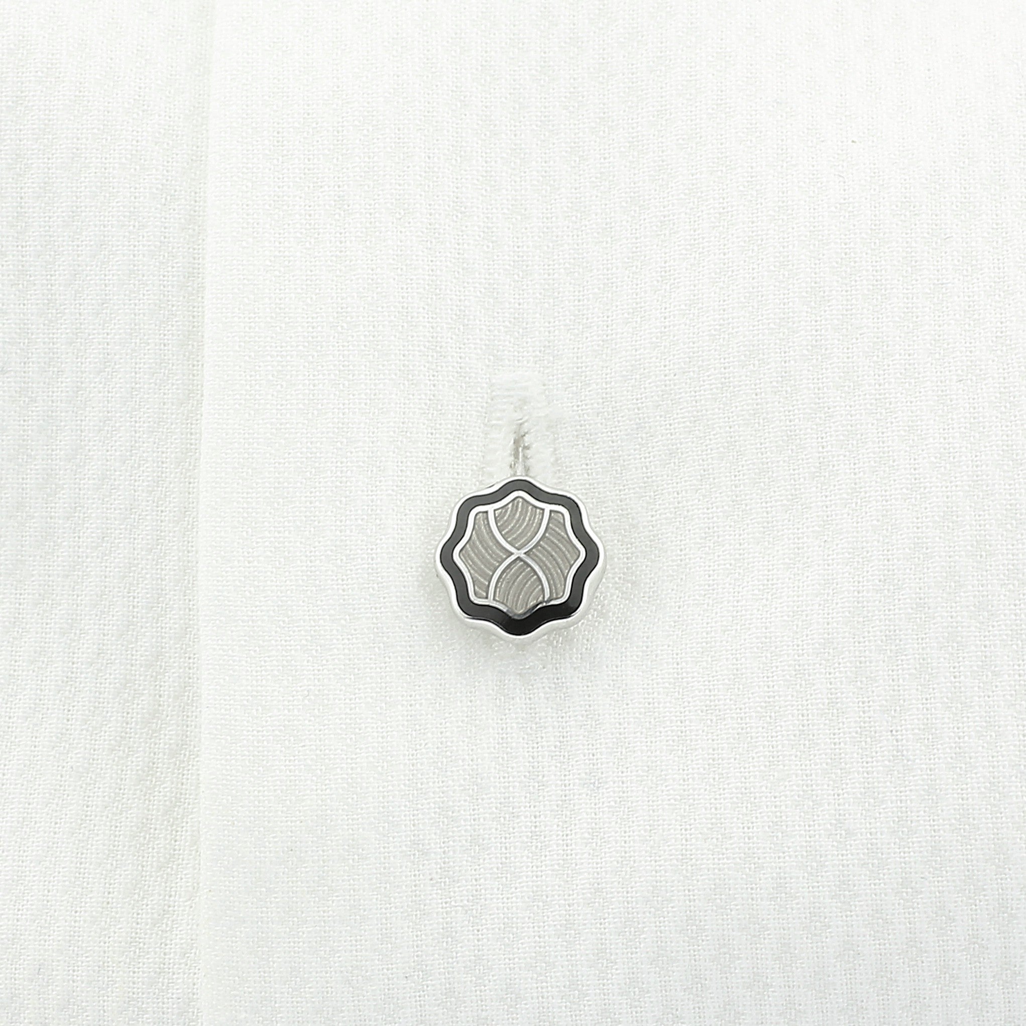 wavy black/transparent 18ct white gold shirt studs - shirt