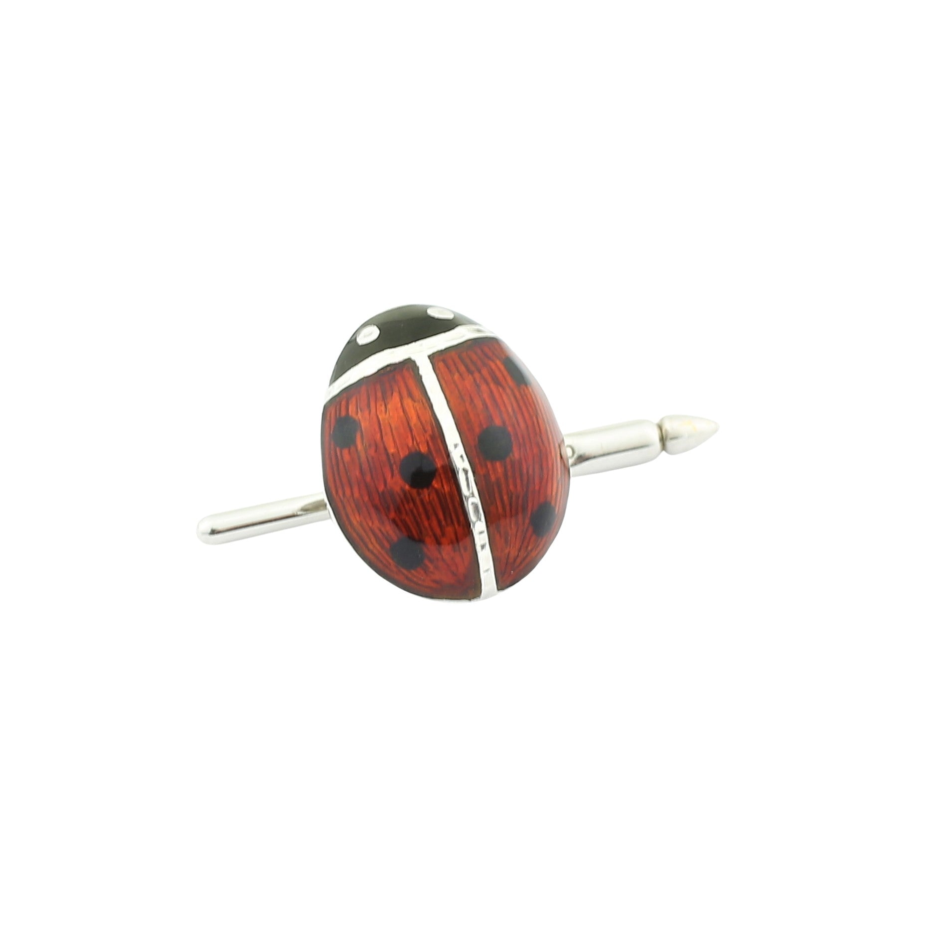 ladybird/bug hand enamelled 18ct white gold shirt studs - main