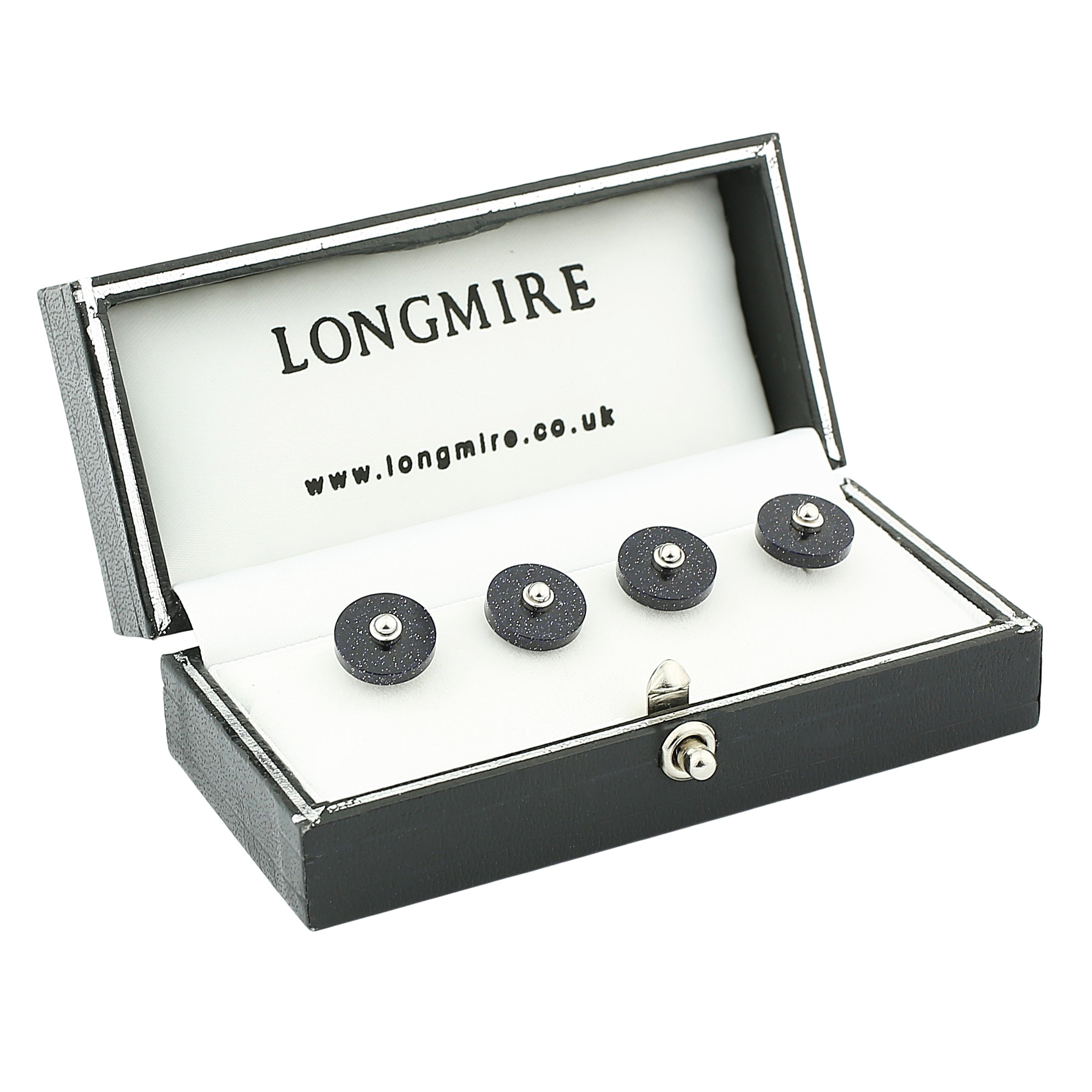 'disco' disc 18ct white gold centre shirt studs - boxed