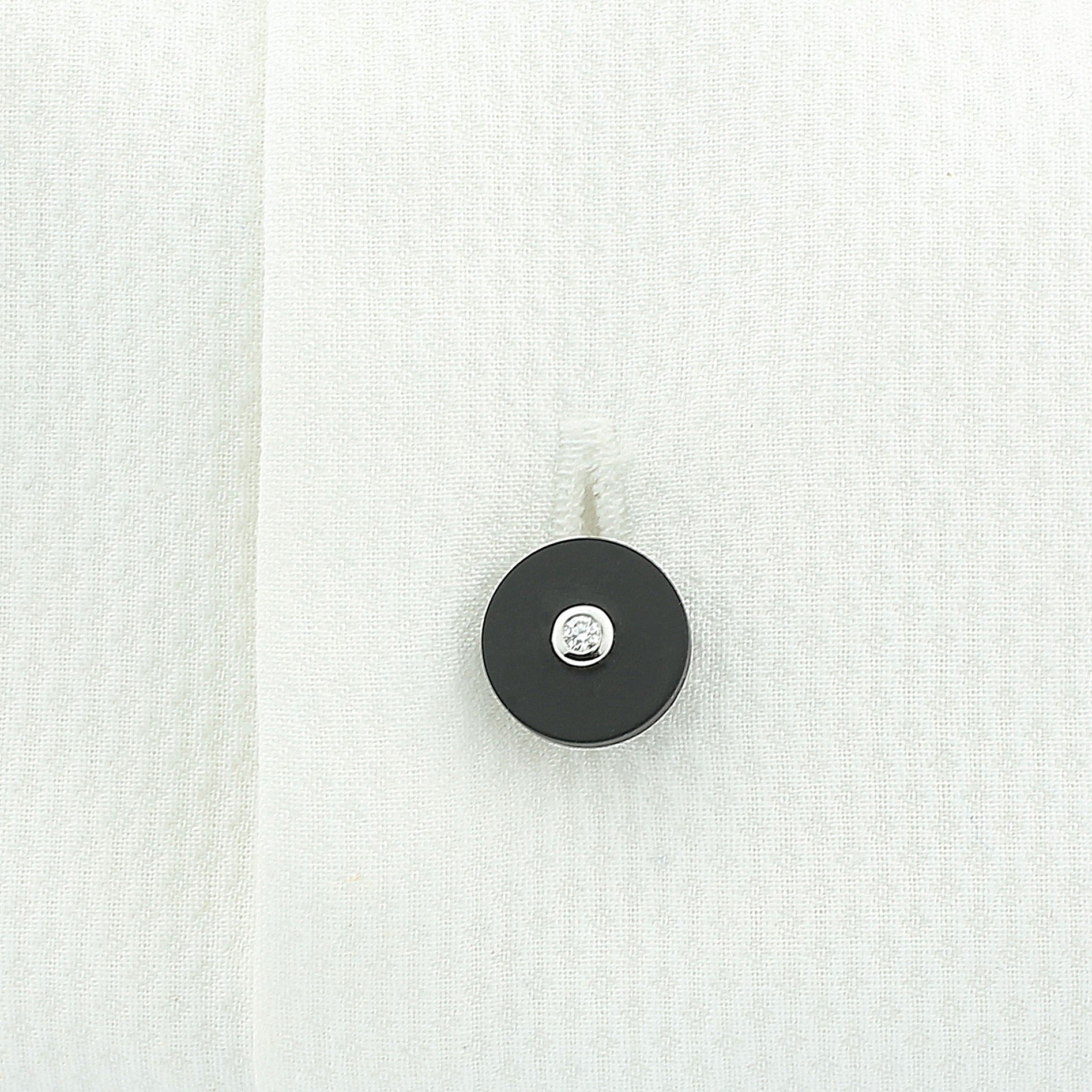 onyx disc with diamond 18ct white gold shirt studs - shirt