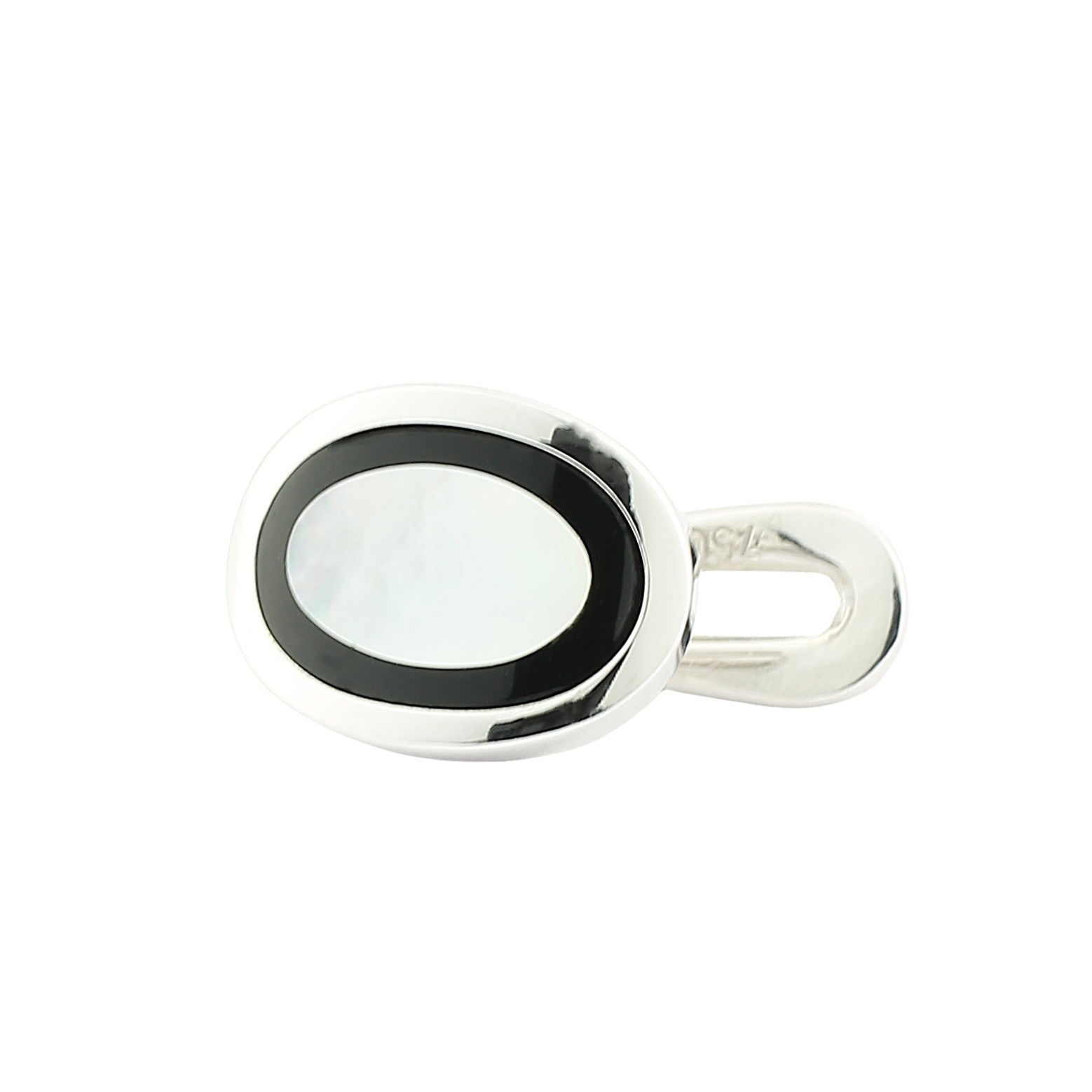 ONYX AND MOTHER OF PEARL DRESS SET 18CT WHITE GOLD - shirt stud