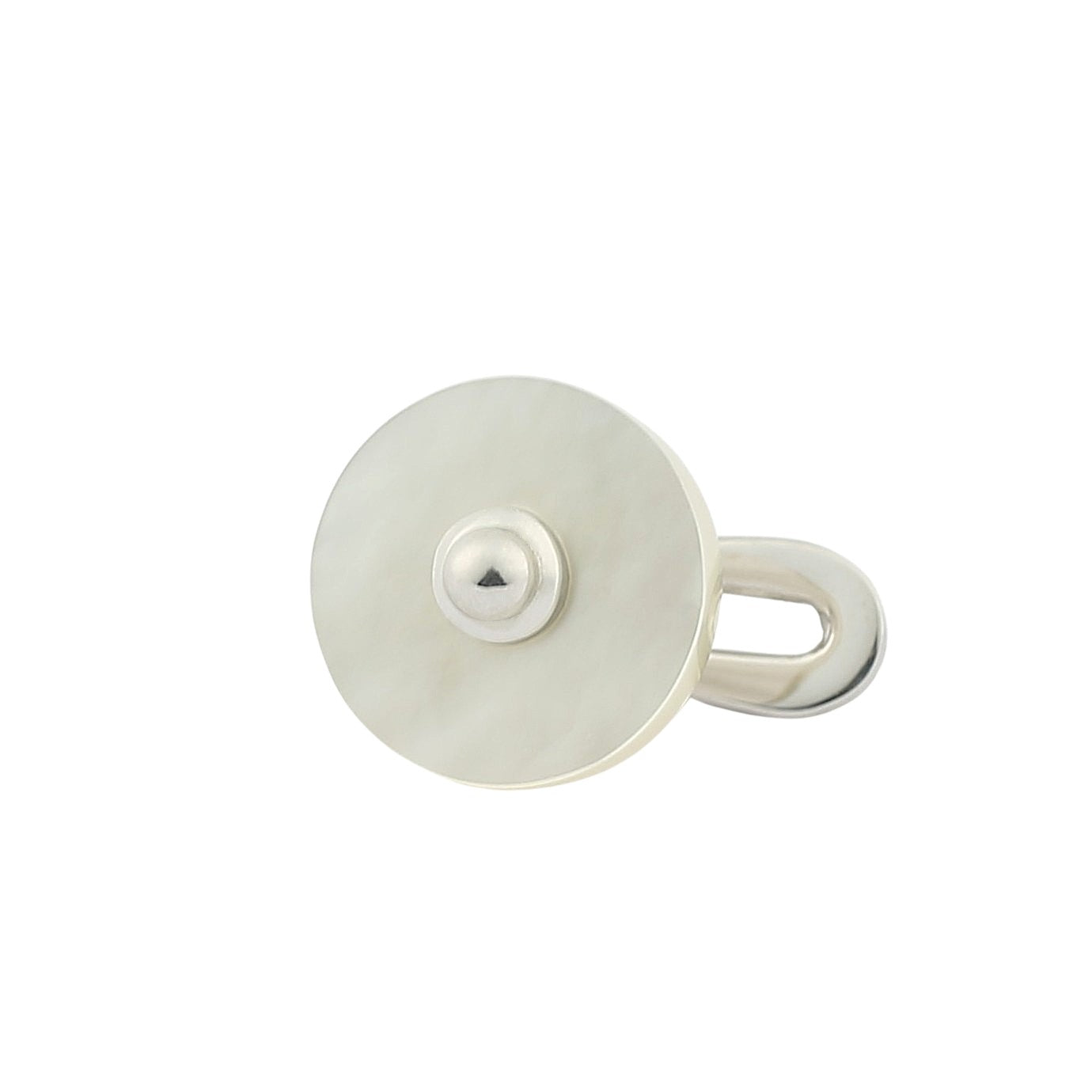 mother of pearl disc 18ct white gold shirt studs - paste