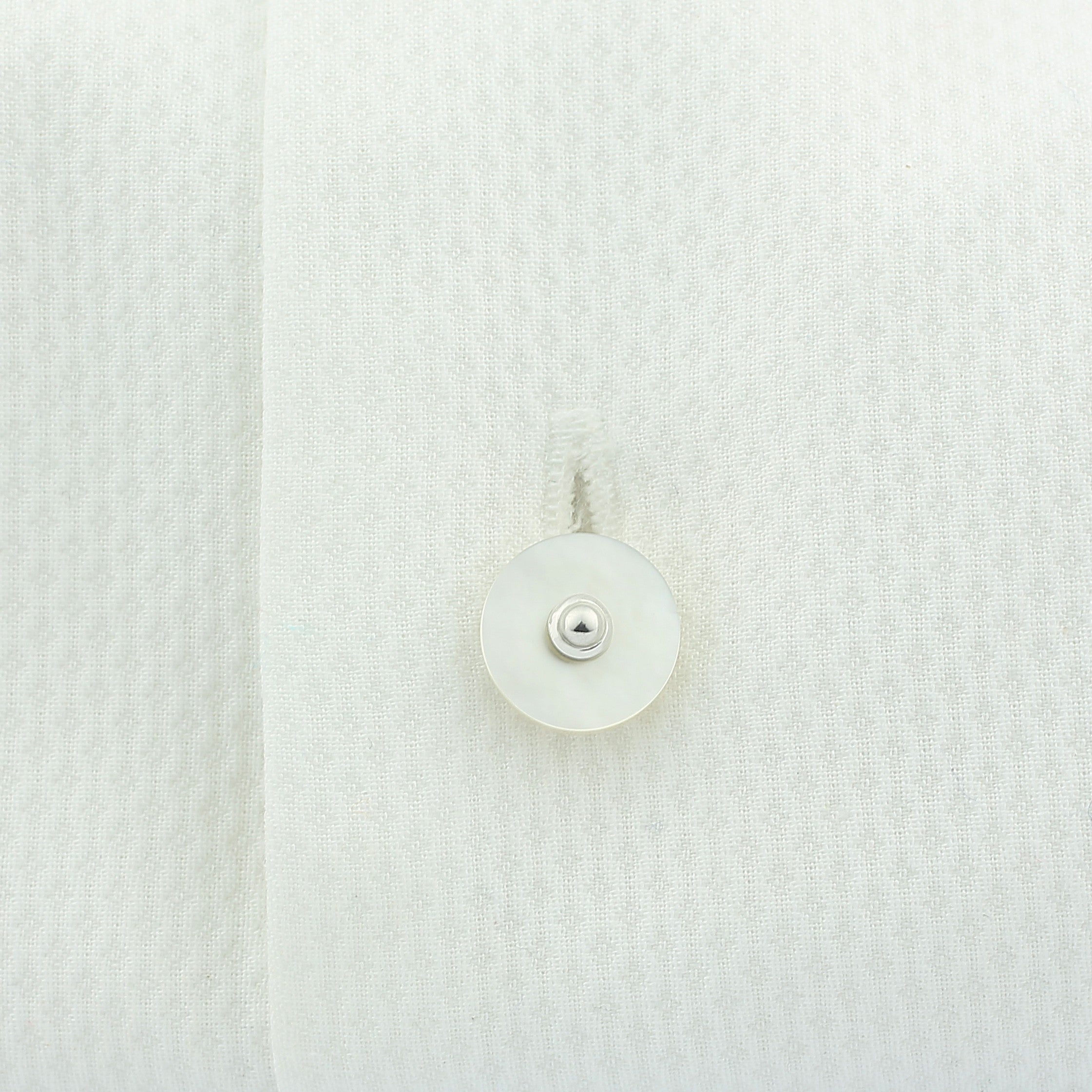 mother of pearl disc 18ct white gold shirt studs - shirt