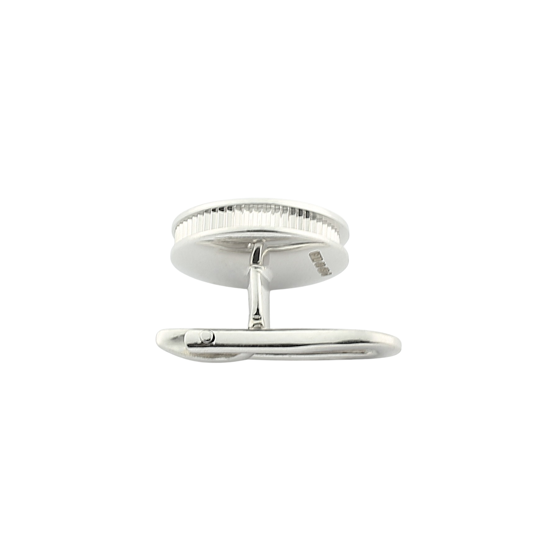 onyx reeded edge circular 18ct white gold shirt studs - rear