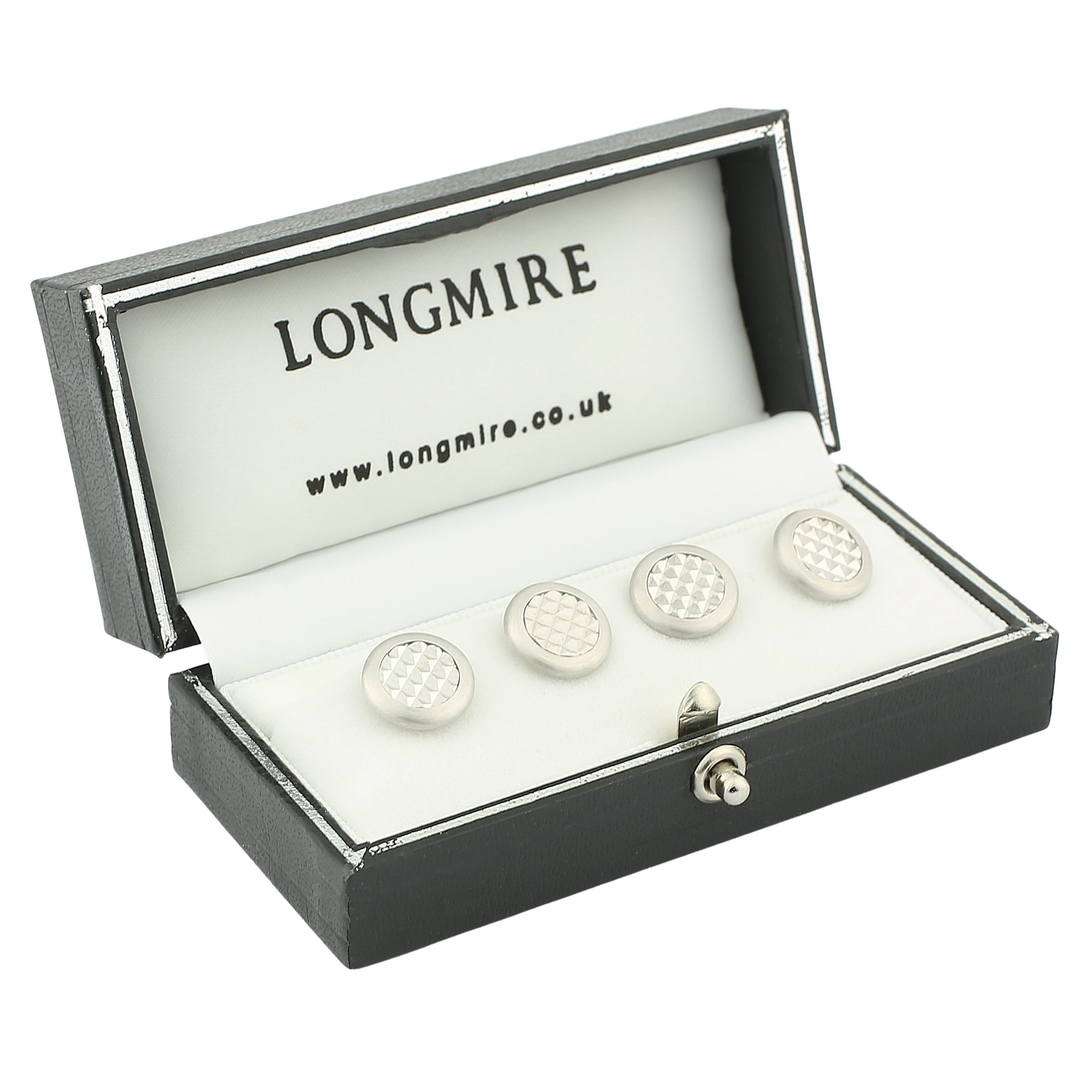 pixel 18k white gold shirt studs - boxed