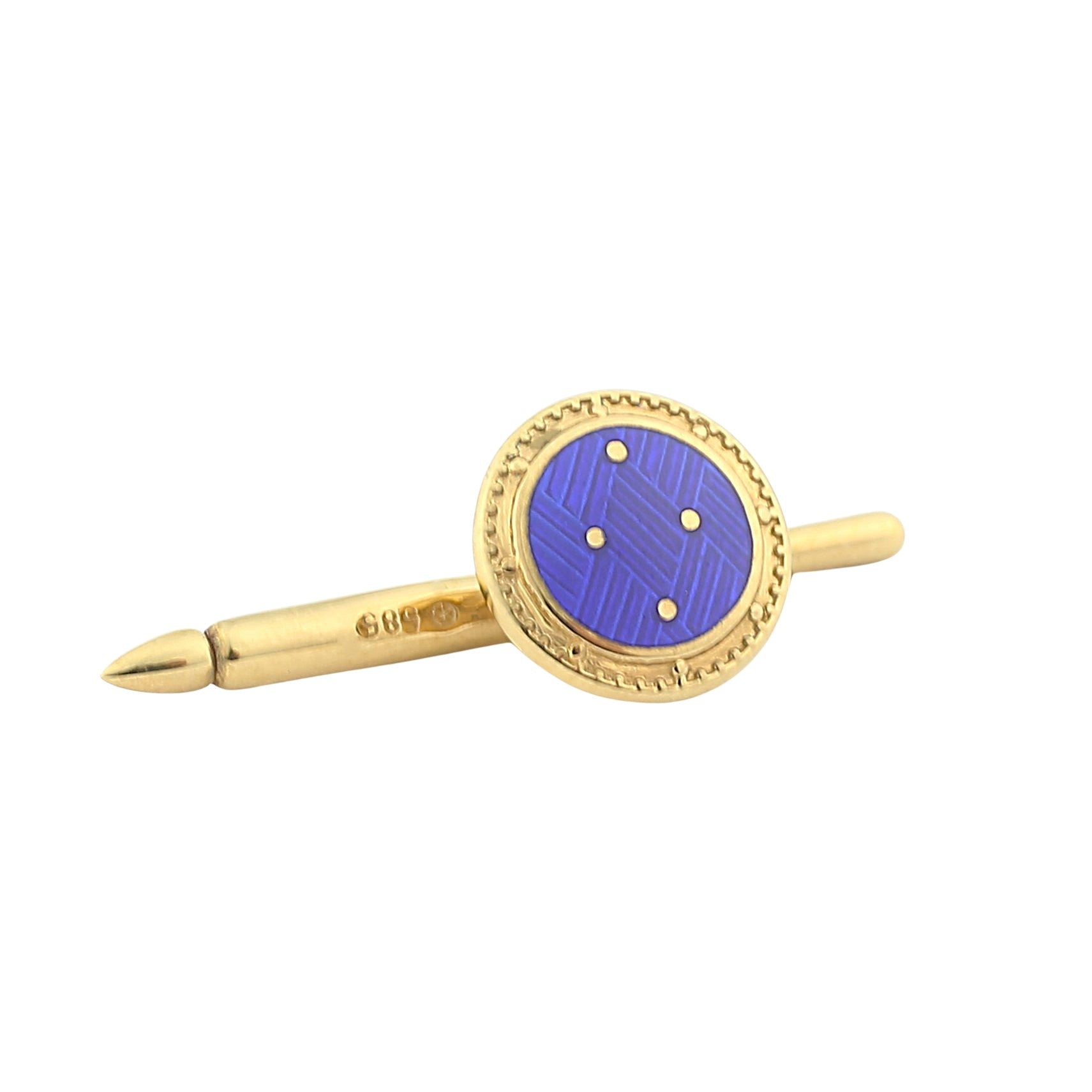 basket weave gold/blue enamel shirt studs 9ct gold - main