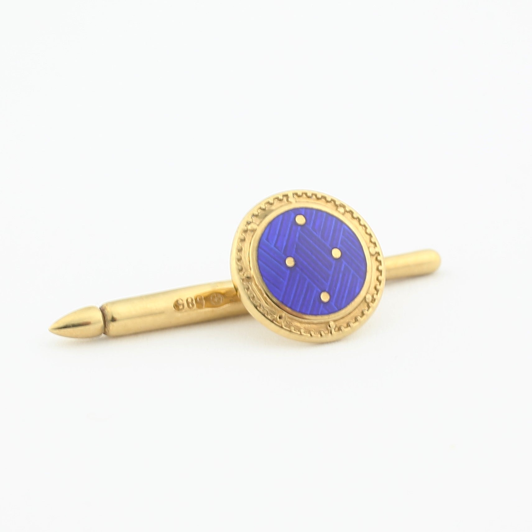 basket weave gold/blue enamel shirt studs 9ct gold - stud