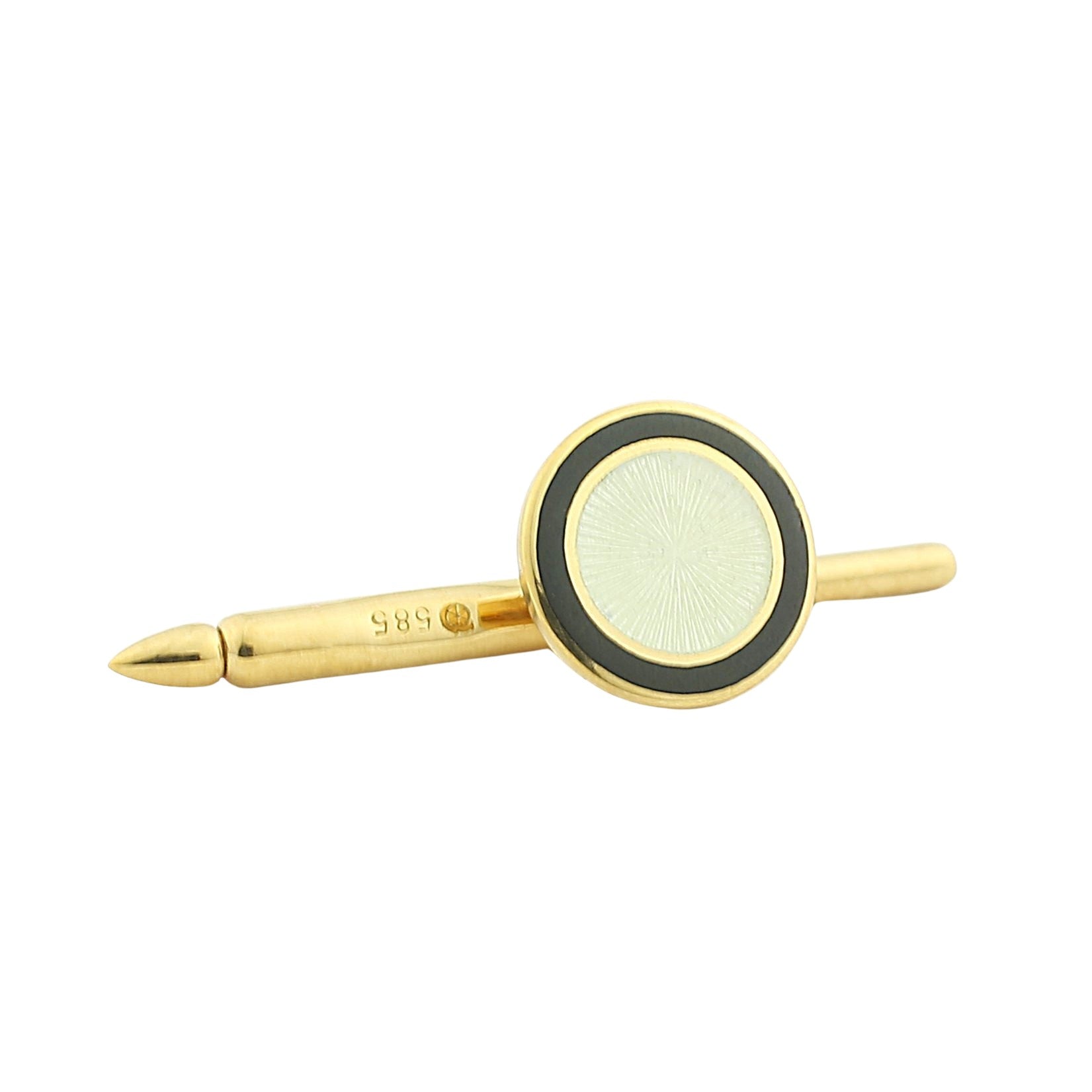double circle black/cream enamel shirt studs 9ct gold - main