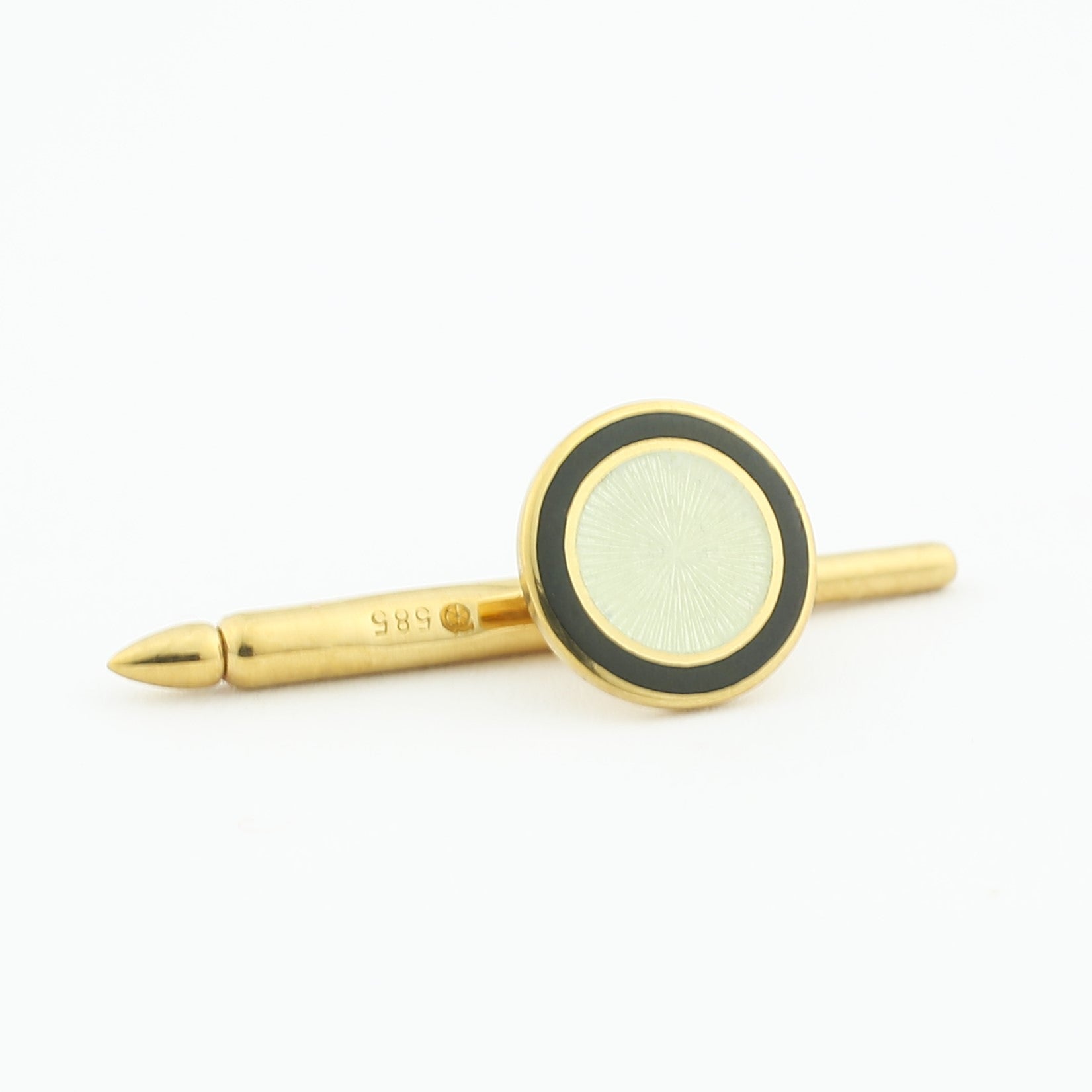 double circle black/cream enamel shirt studs 9ct gold