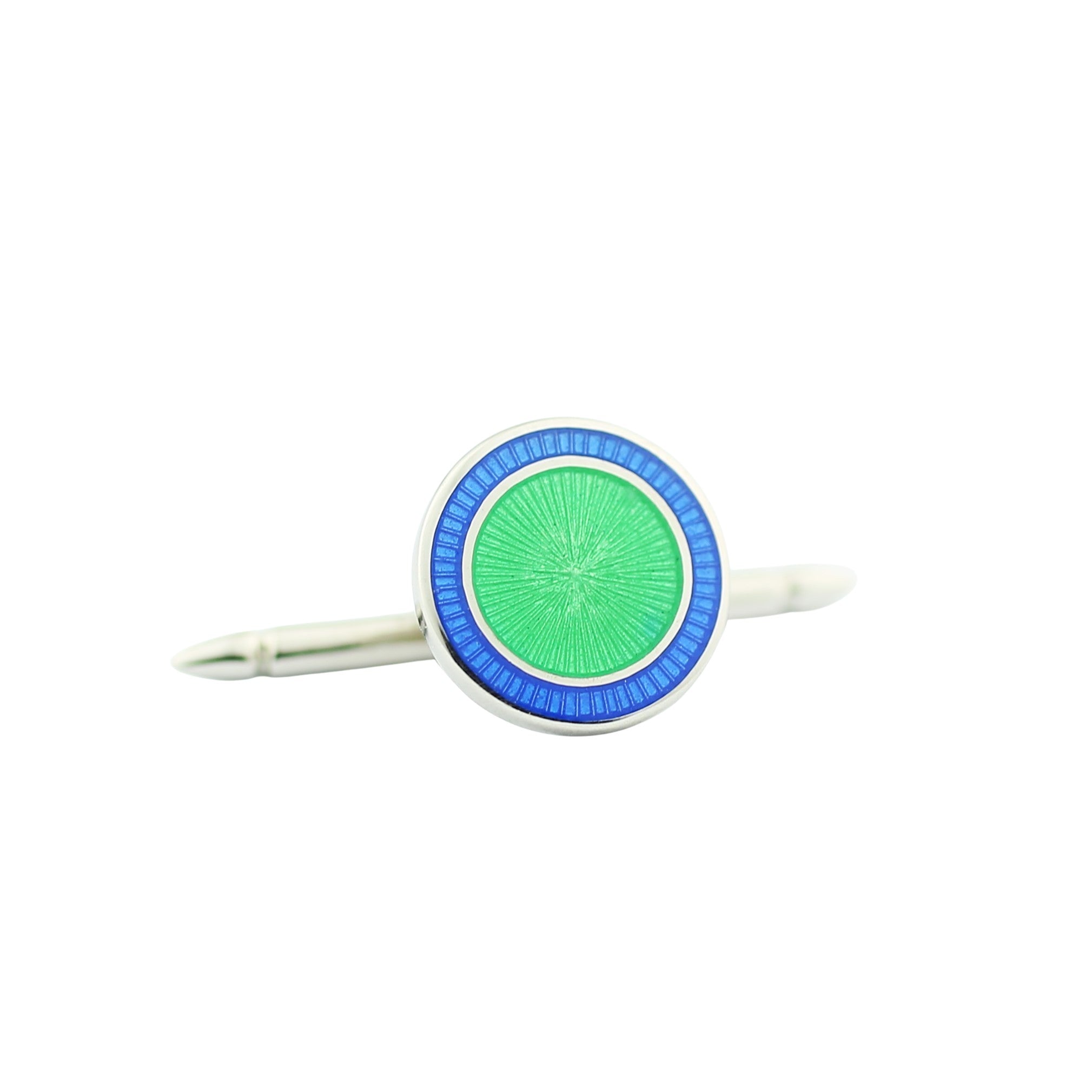 DOUBLE OVAL PALE BLUE/GREEN ENAMEL sterling silver dress set - stud
