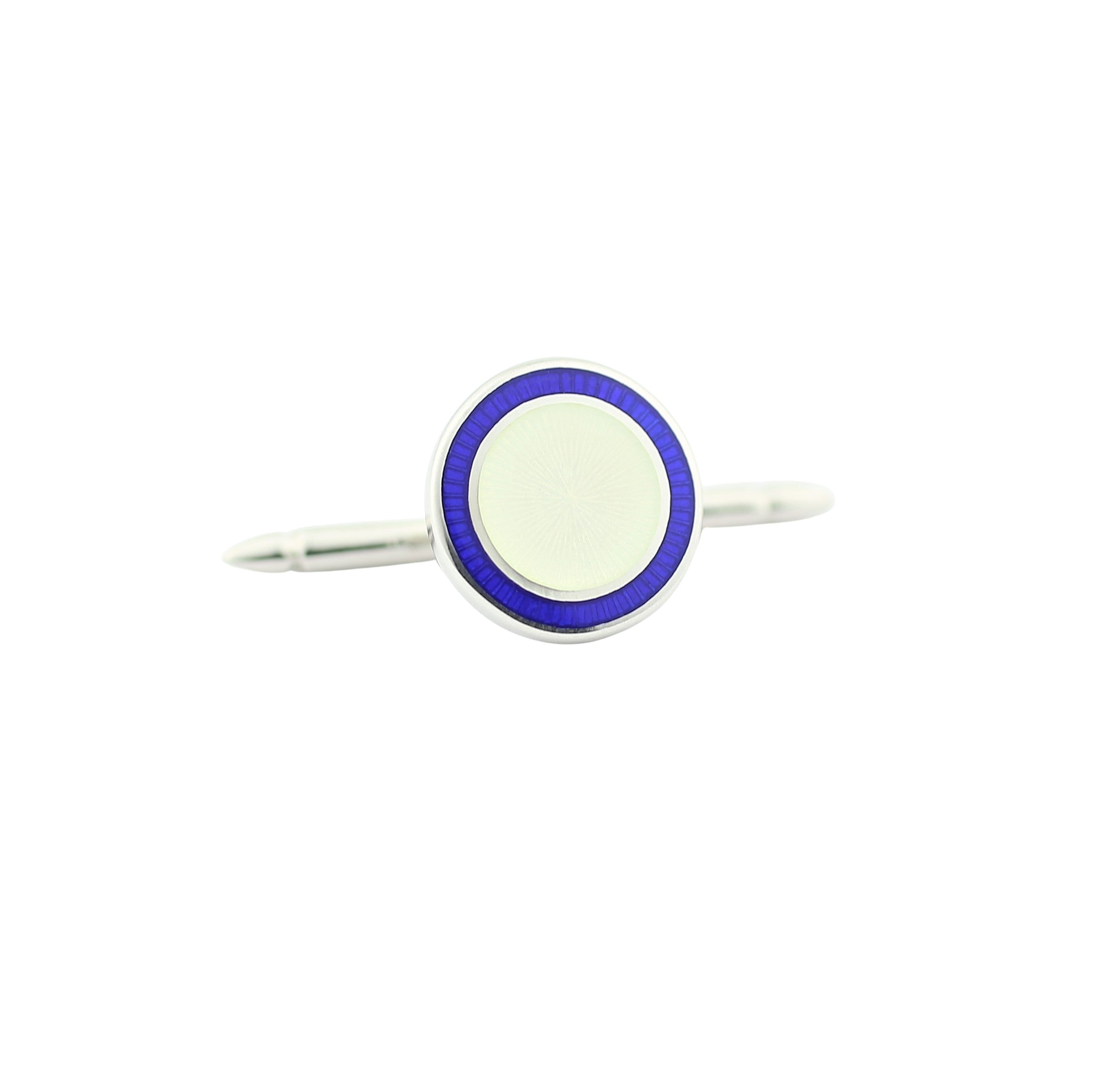 double circle blue/white enamel sterling silver shirt studs - main