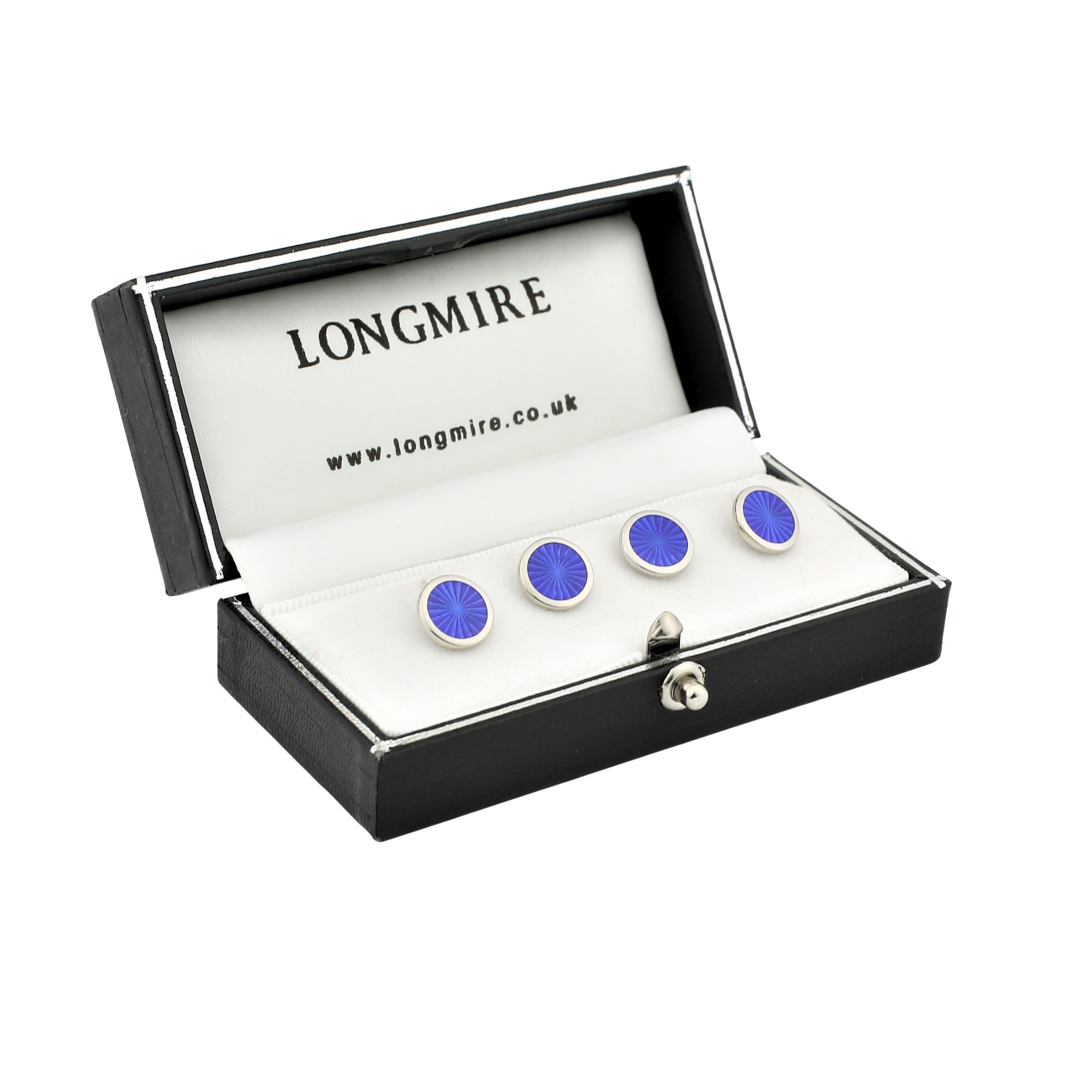 STARBURST BLUE ENAMEL sterling silver SHIRT STUDS - boxed