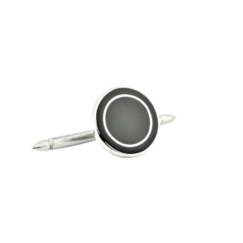 DOUBLE OVAL BLACK/BLACK ENAMEL sterling silver stud