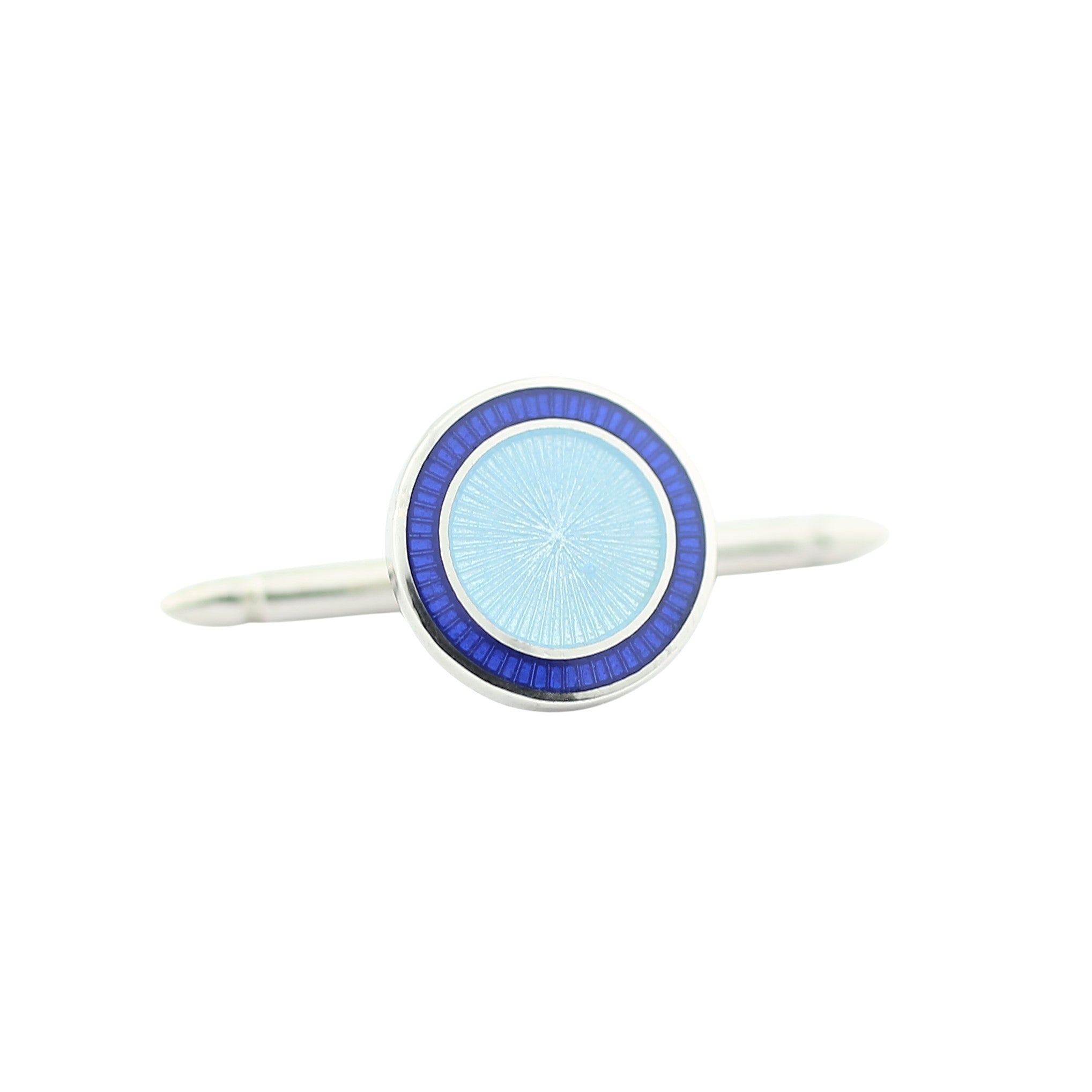 DOUBLE OVAL blue/light blue enamel sterling silver dress set - stud