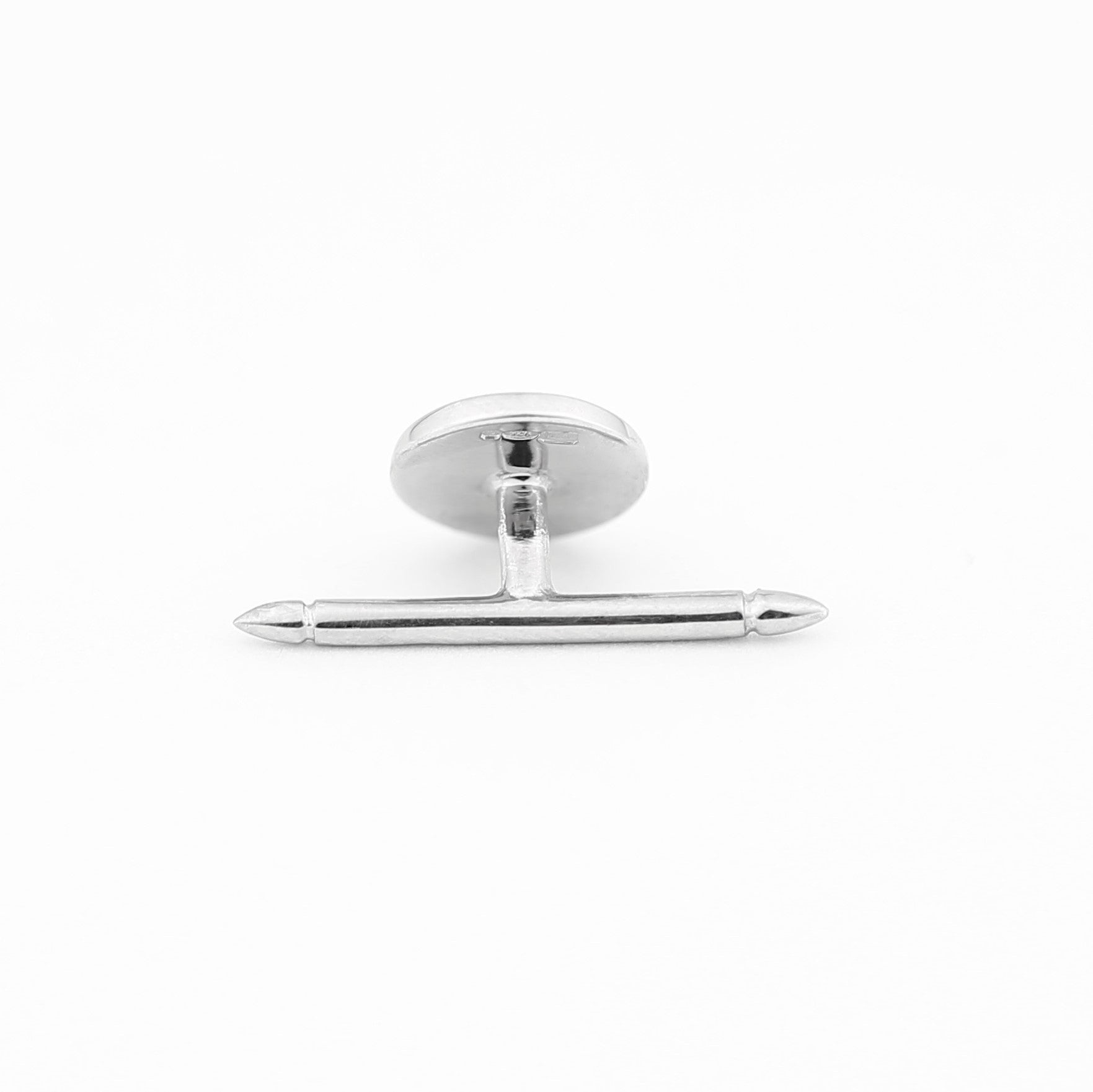 DOUBLE OVAL DRESS SET GREY/WHITE ENAMEL - stud rear
