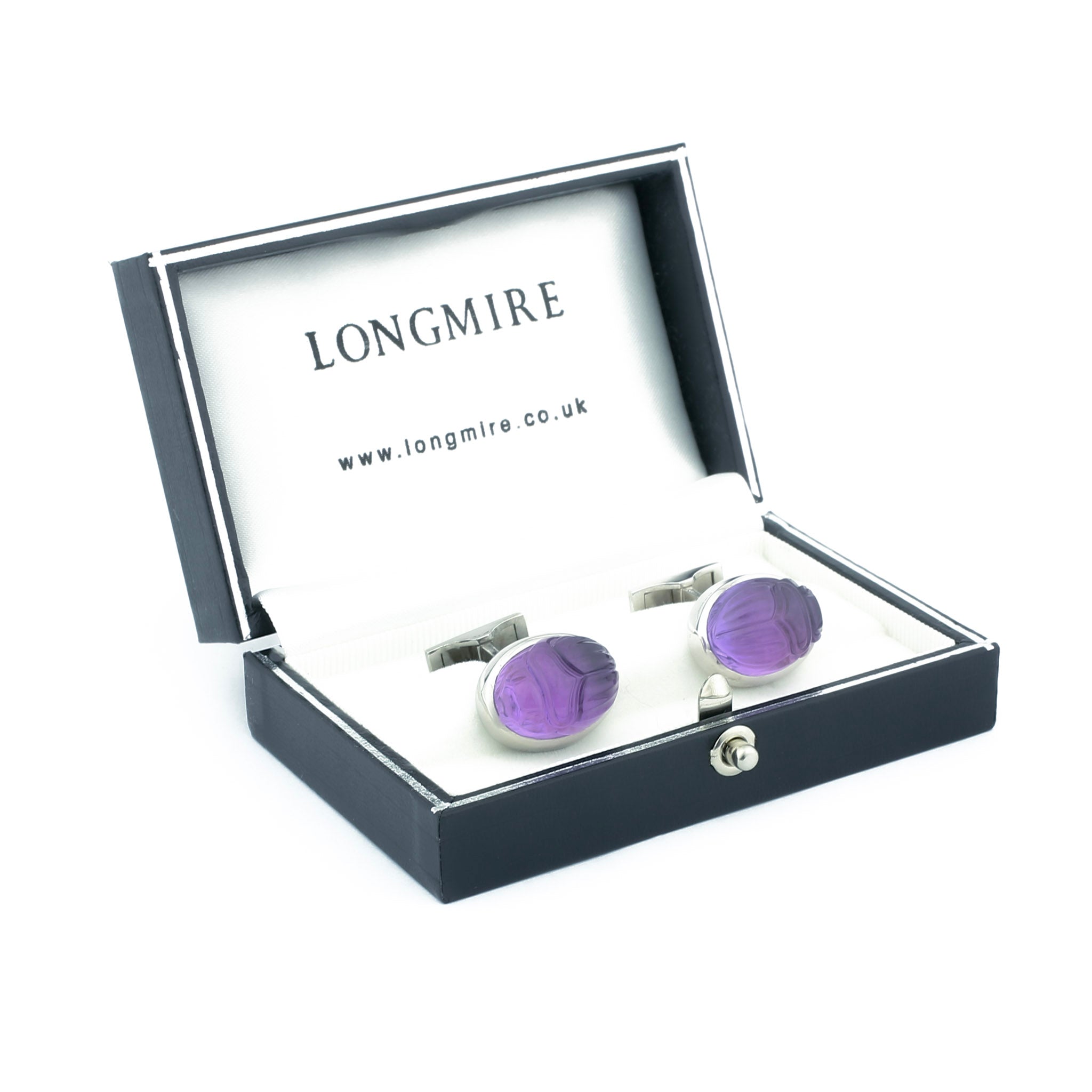 amethyst scarab cufflinks - boxed