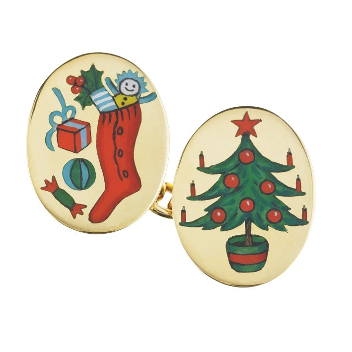 Christmas scene tree and stocking