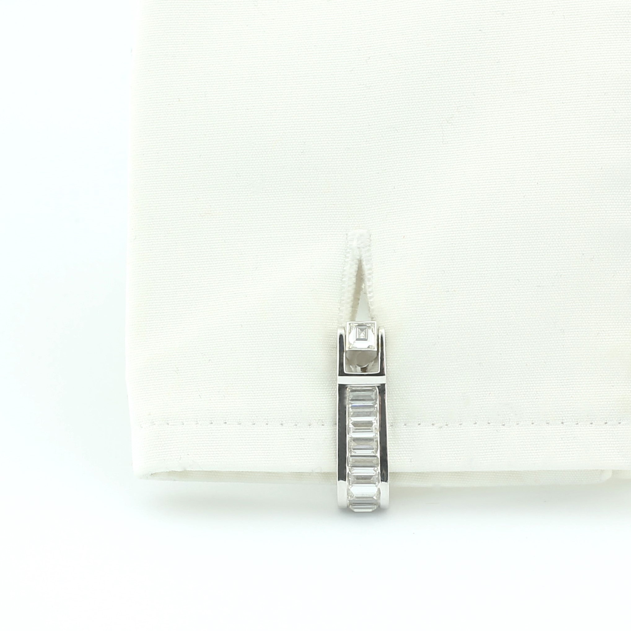 diamond stirrup 18ct white gold cufflinks - cuff