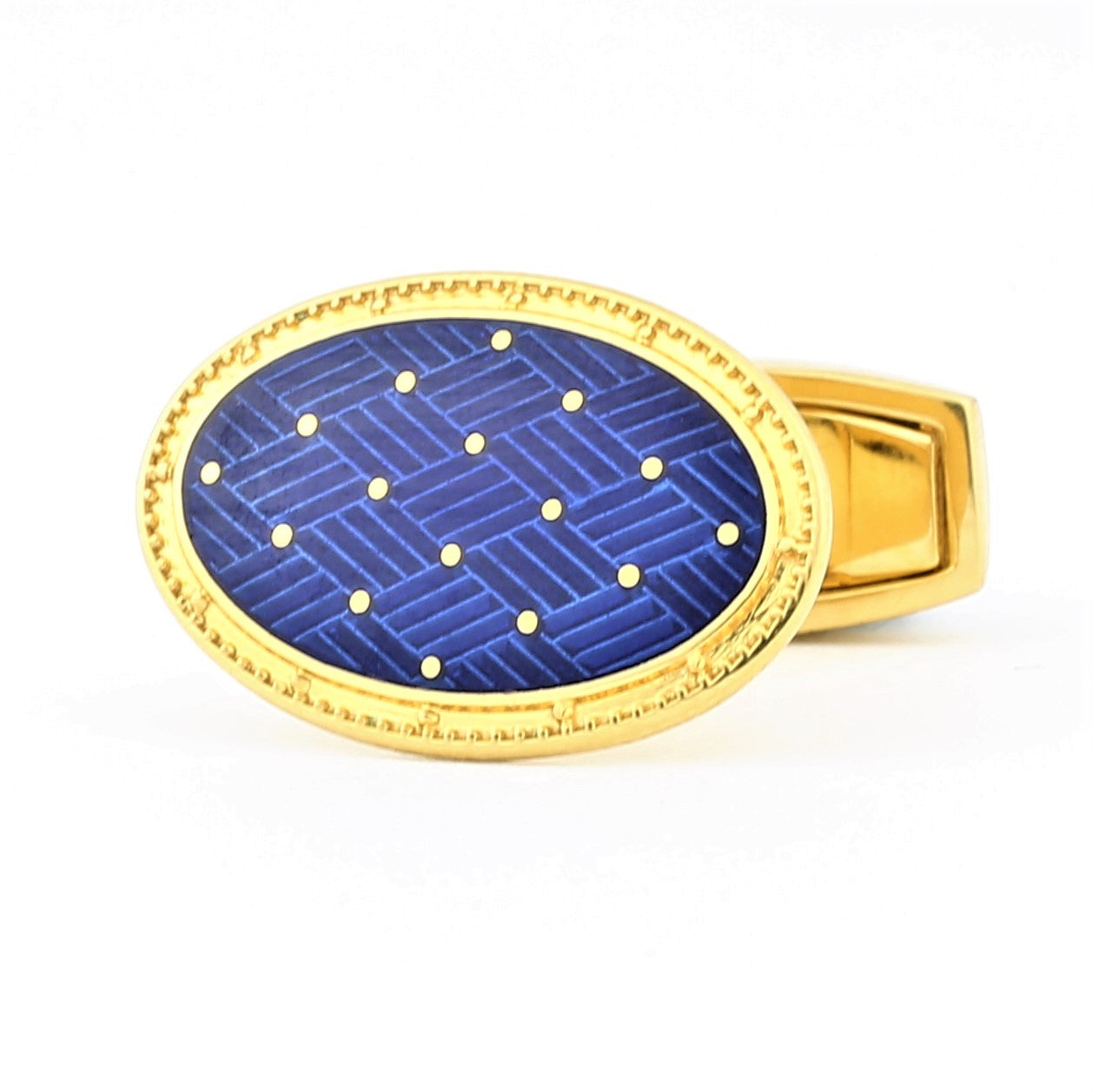 Basket blue cufflinks in 18k yellow gold