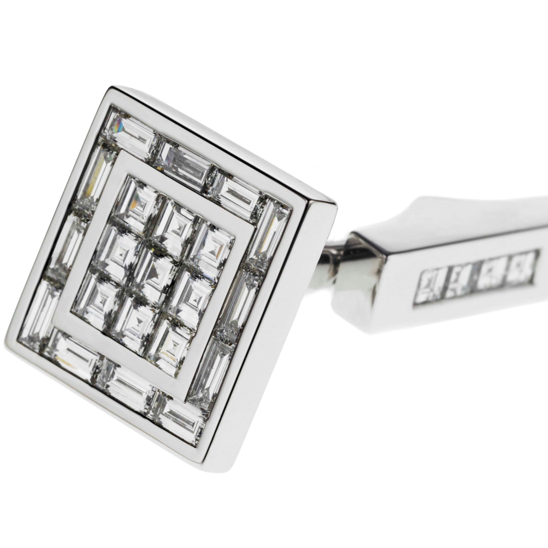 Square diamond set cufflinks in 18k white gold