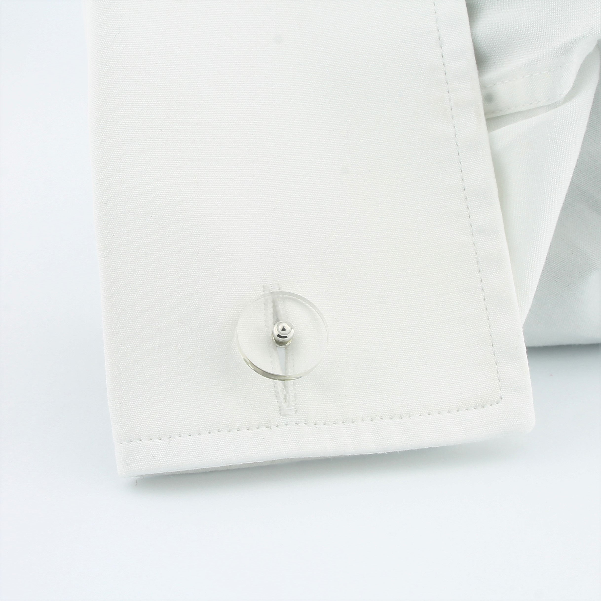 ROCK CRYSTAL DISC 18ct WHITE GOLD CUFFLINKS - cuff