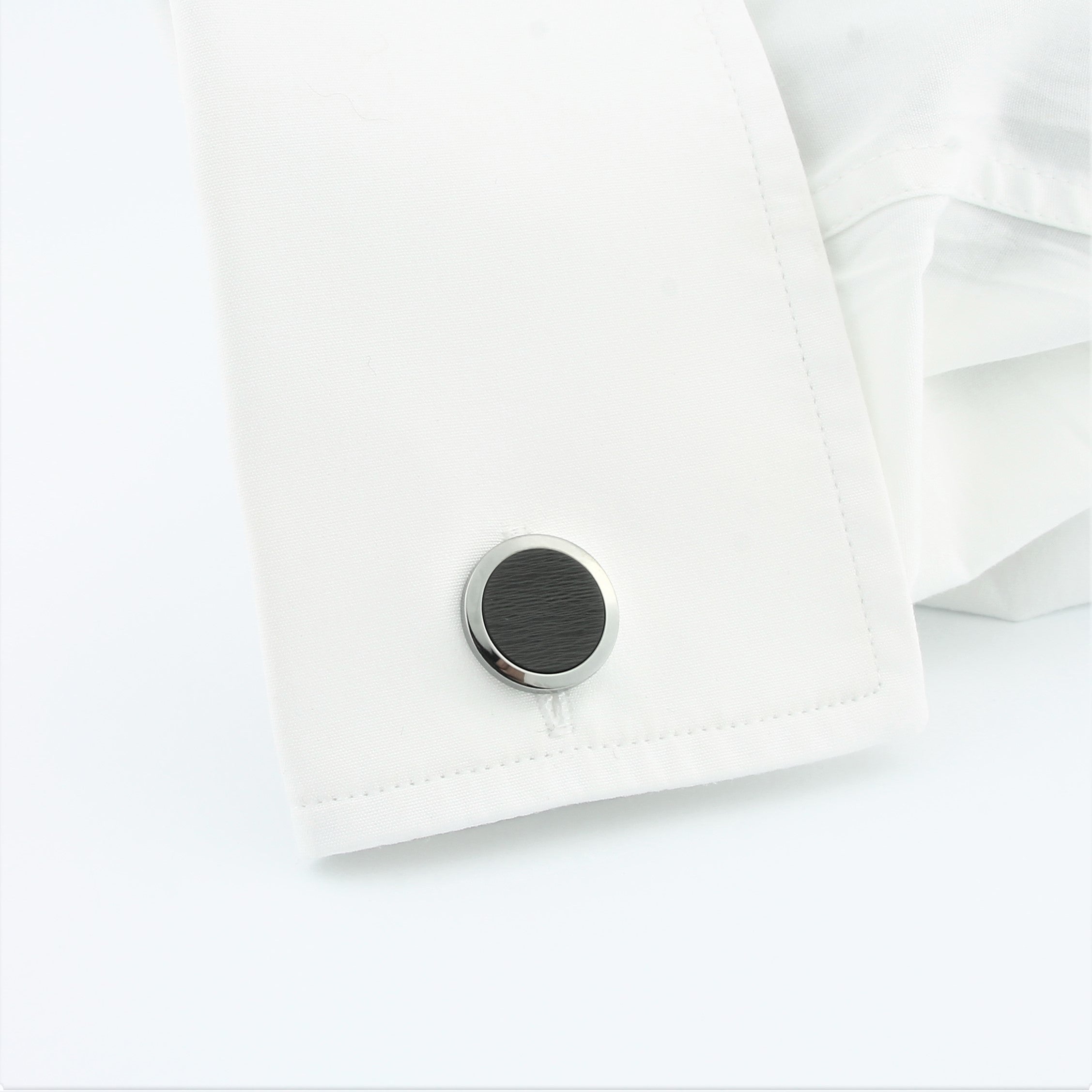 Carbon fibre cufflinks 18k white gold - cuff