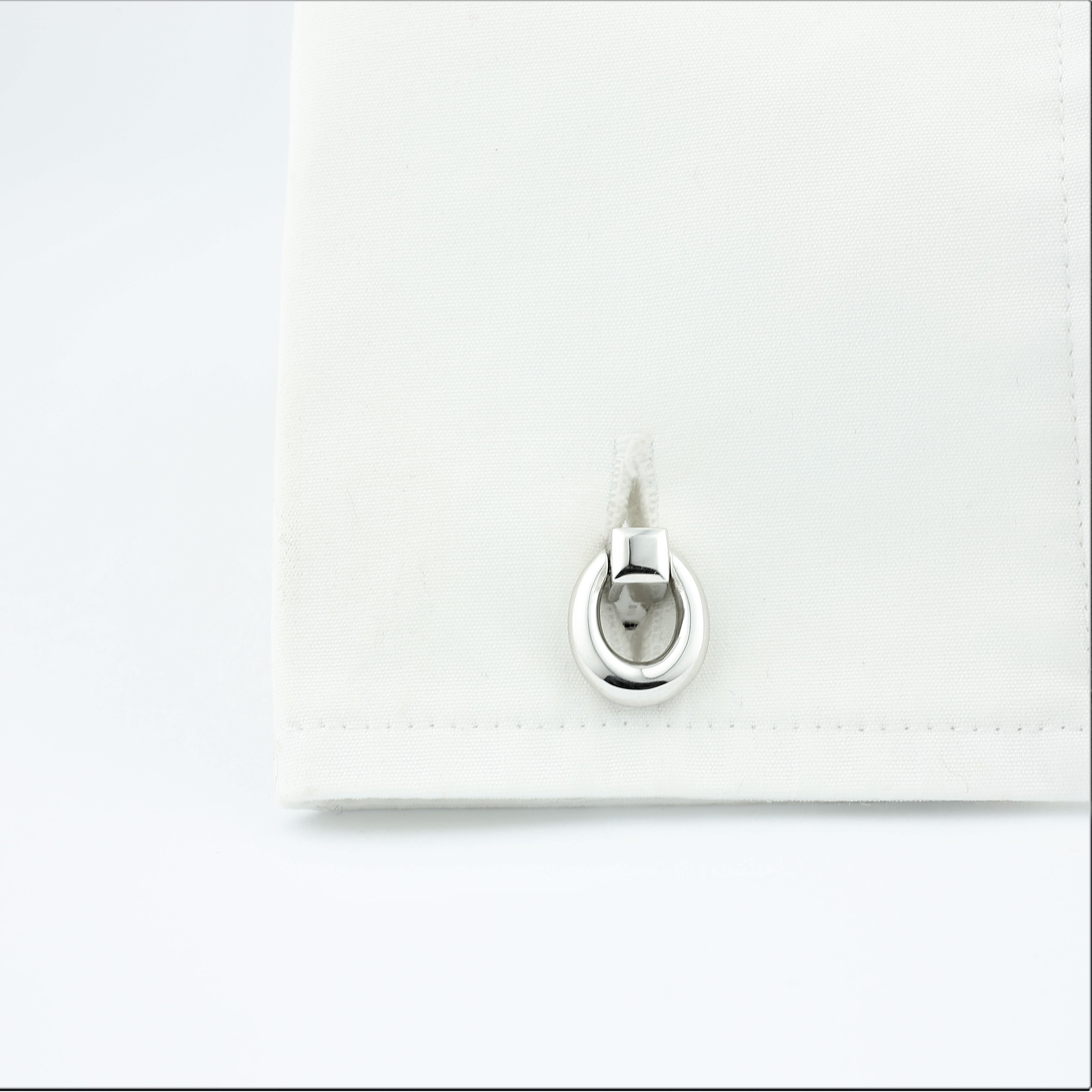 oval SNAFFLE 18ct WHITE GOLD CUFFLINKS - cuff