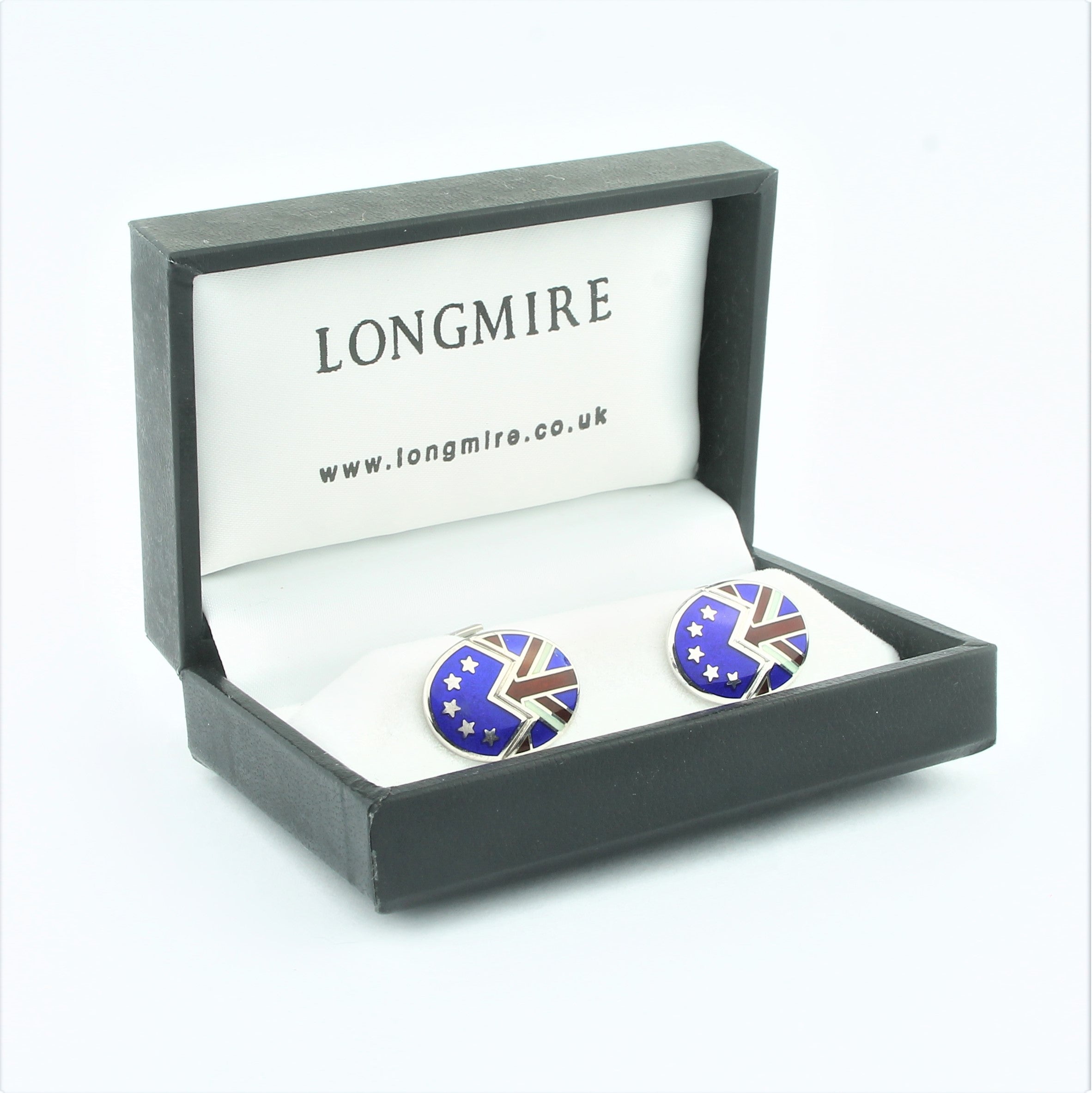 Brexit cufflinks in silver on T-bar - boxed