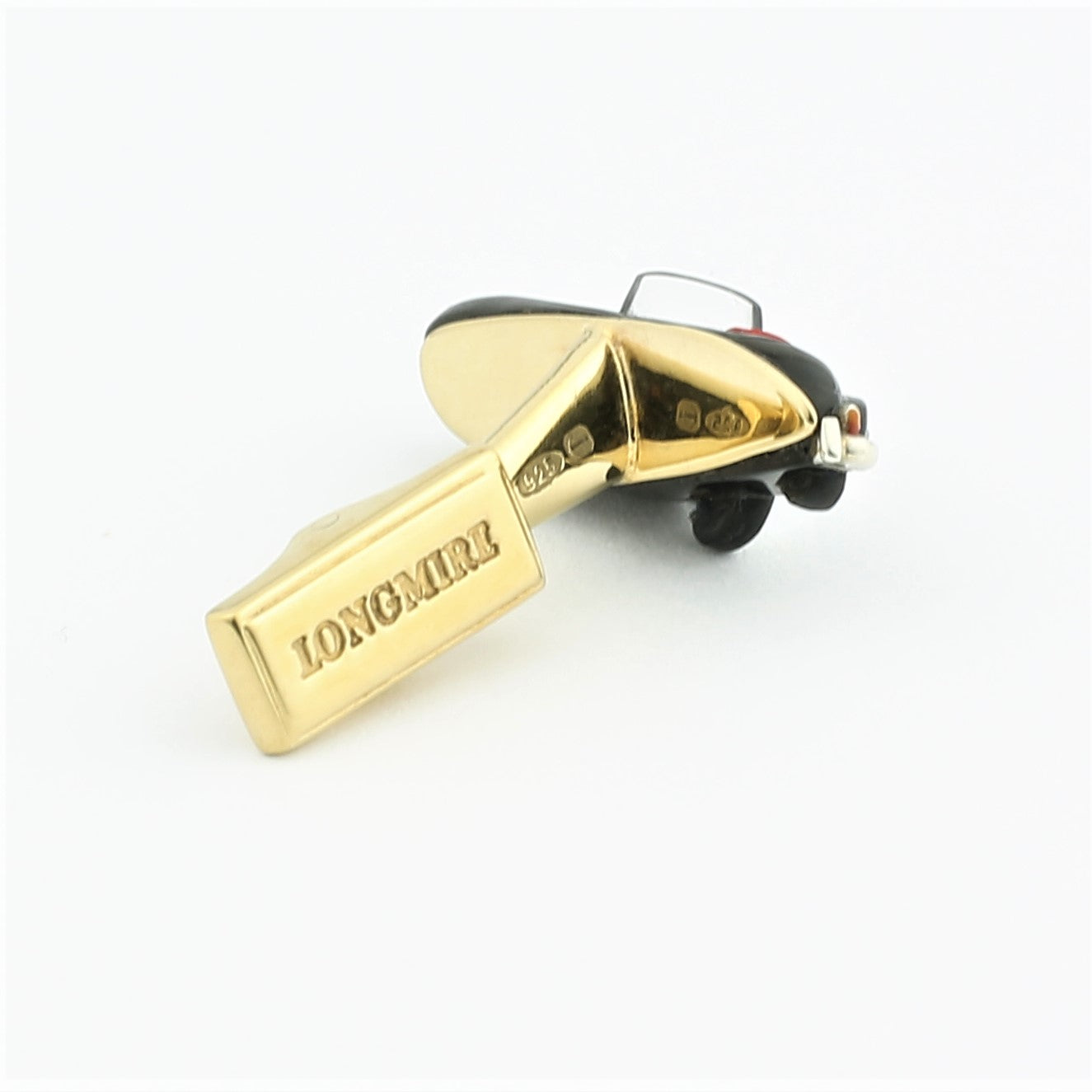 VINTAGE ONYX AND SILVER CAR CUFFLINKS - rear